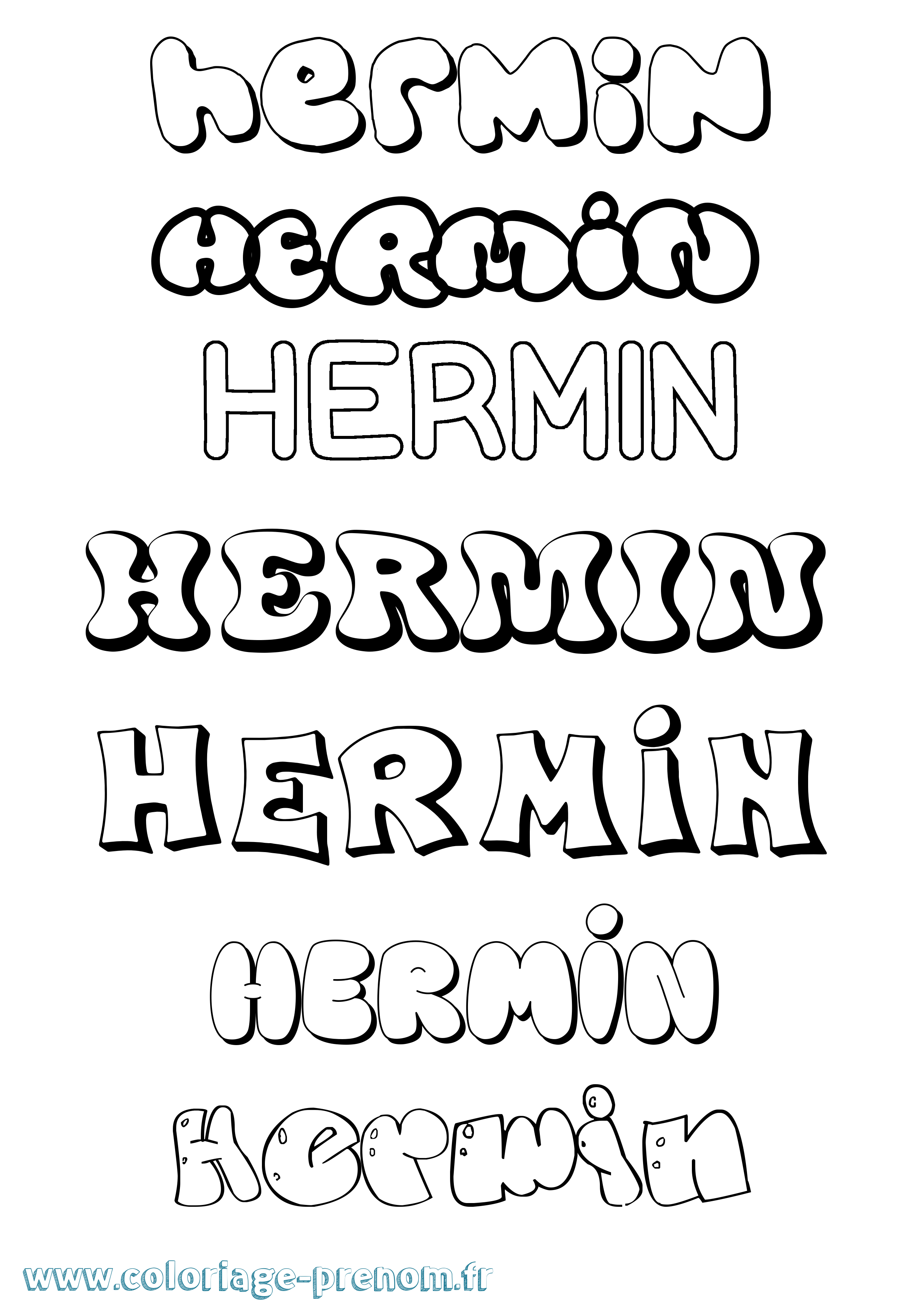 Coloriage Hermin Bubble Coloriage prénom Hermin Bubble