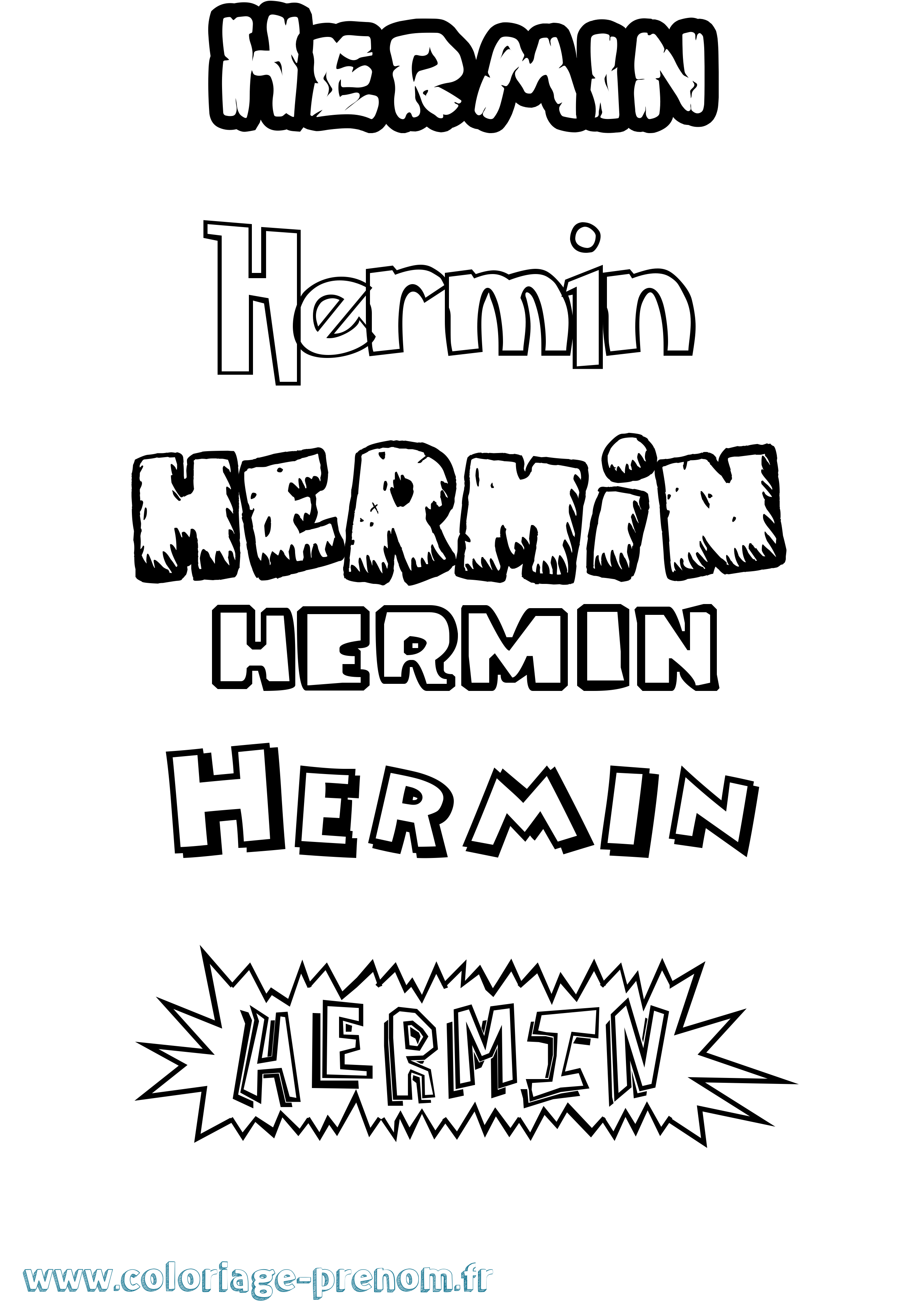 Coloriage Hermin Dessin Animé Coloriage prénom Hermin Dessin Animé