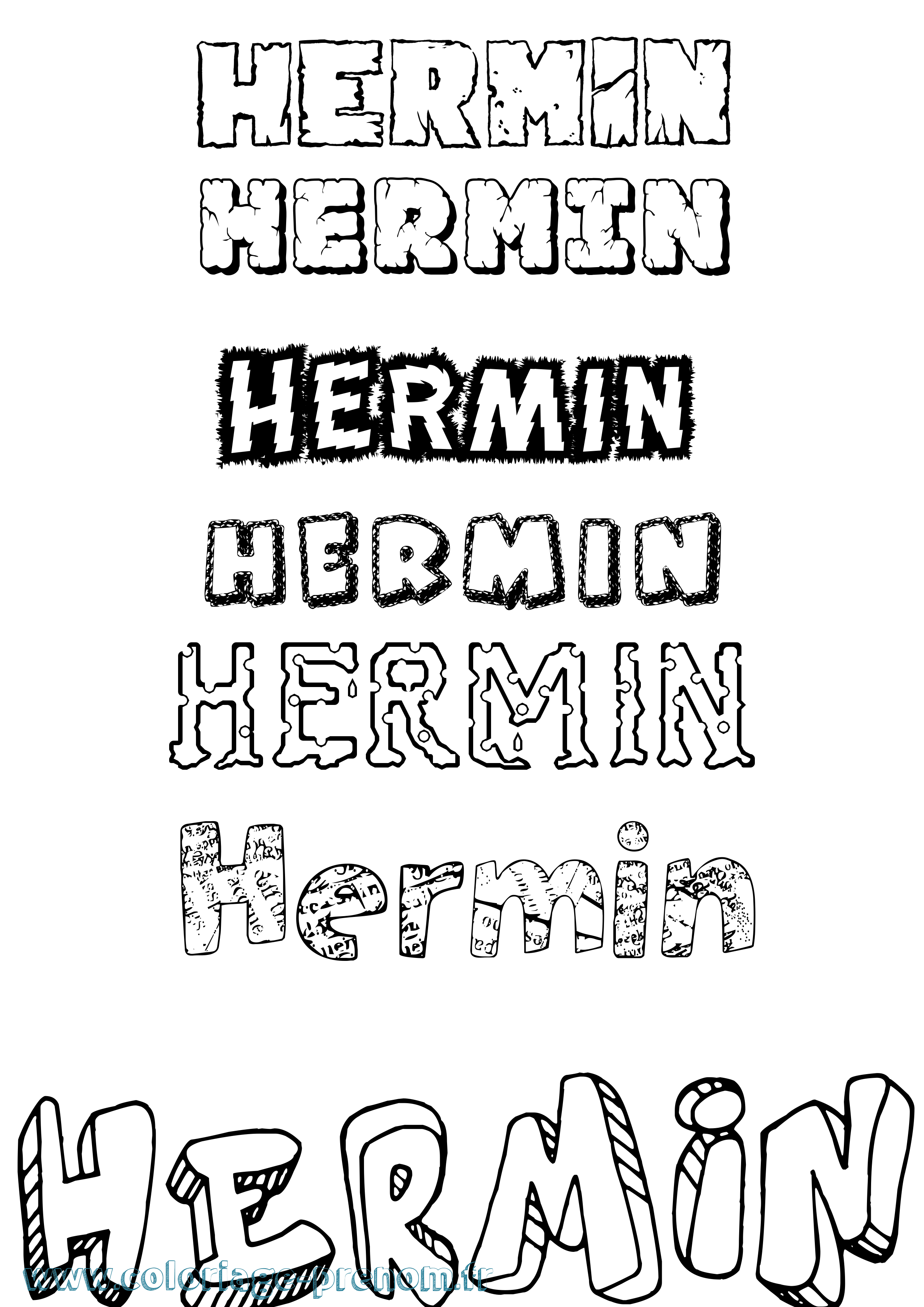 Coloriage Hermin Destructuré Coloriage prénom Hermin Destructuré