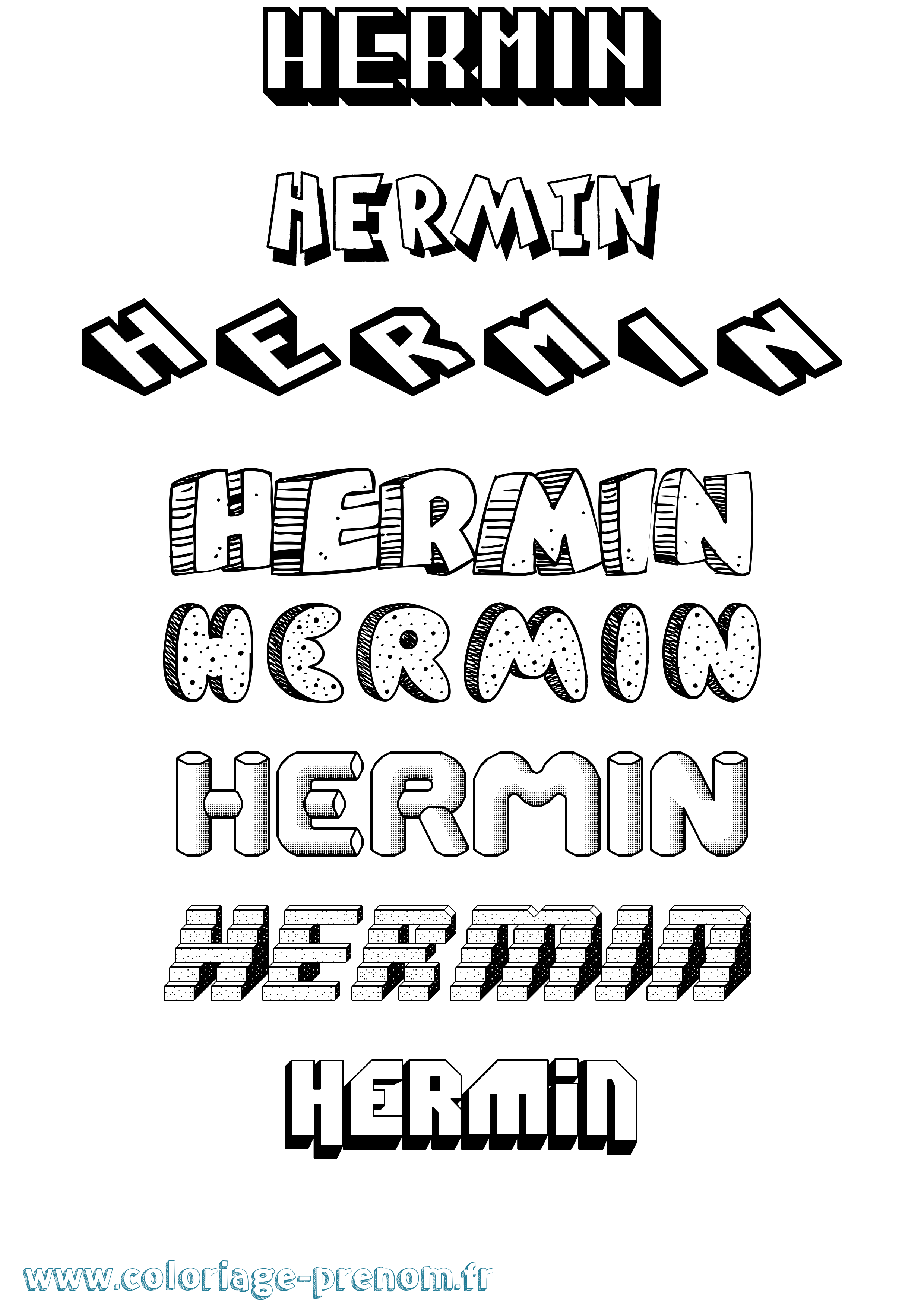 Coloriage Hermin Effet 3D Coloriage prénom Hermin Effet 3D