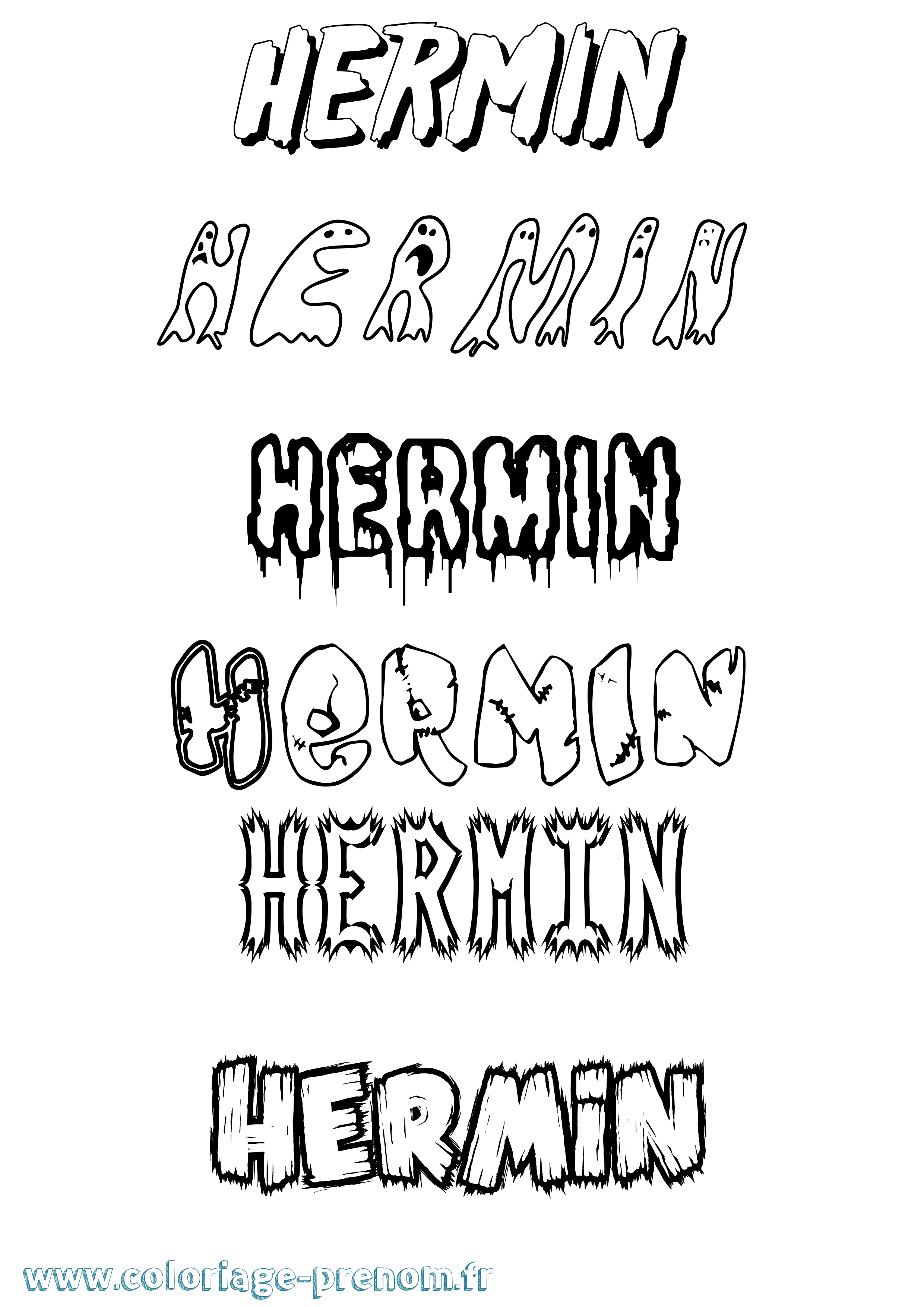 Coloriage Hermin Frisson Coloriage prénom Hermin Frisson