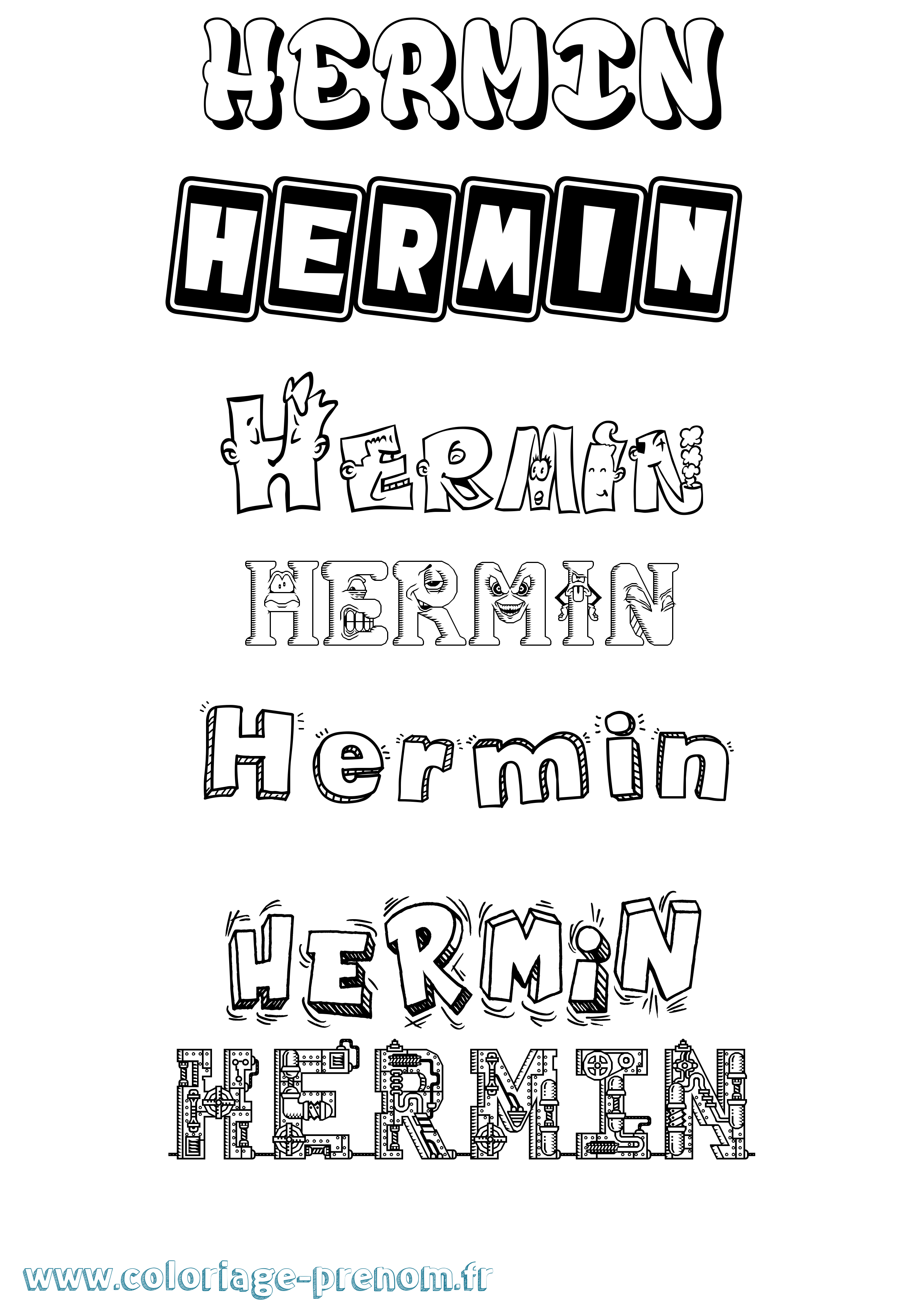 Coloriage Hermin Fun Coloriage prénom Hermin Fun