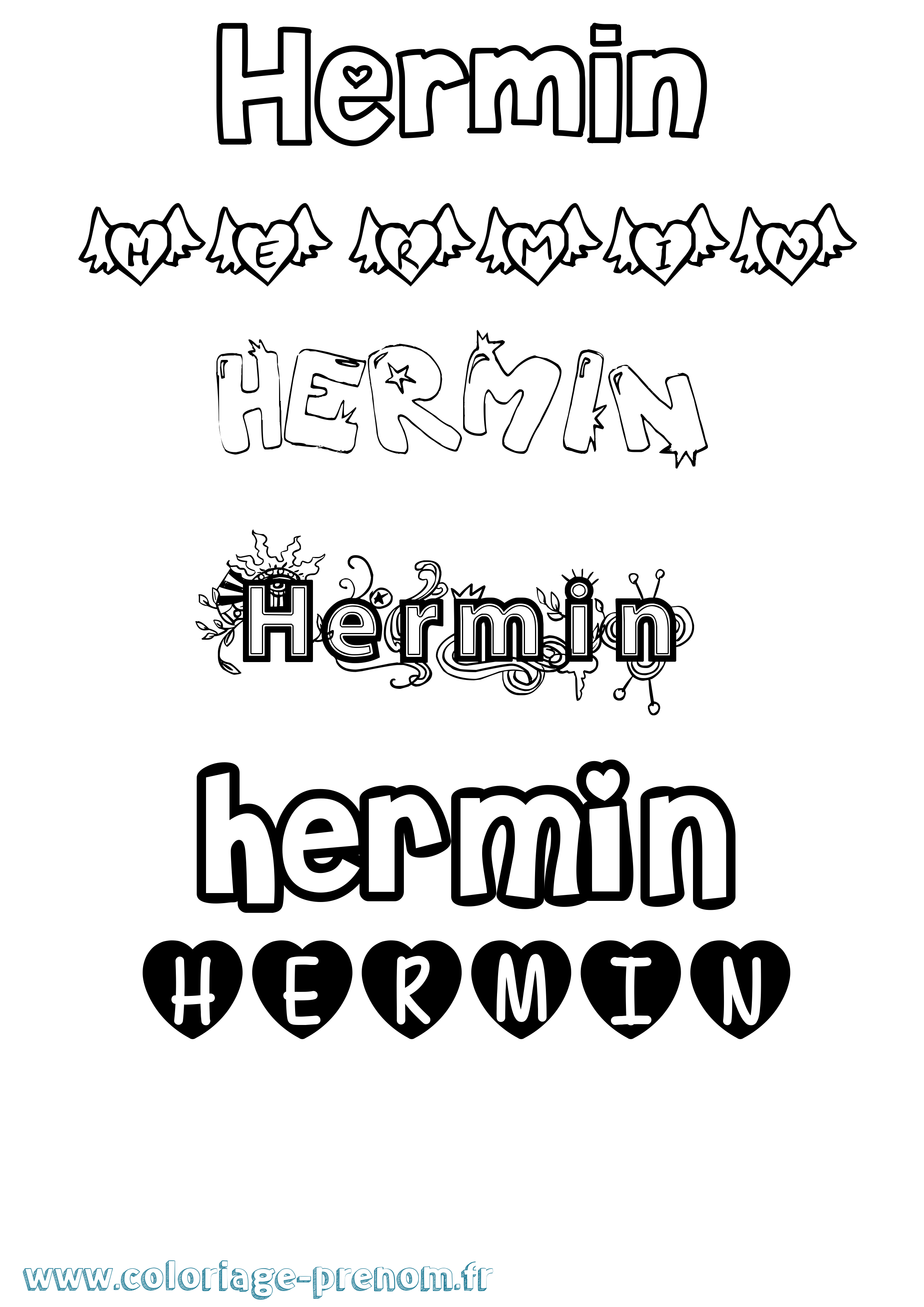 Coloriage Hermin Girly Coloriage prénom Hermin Girly