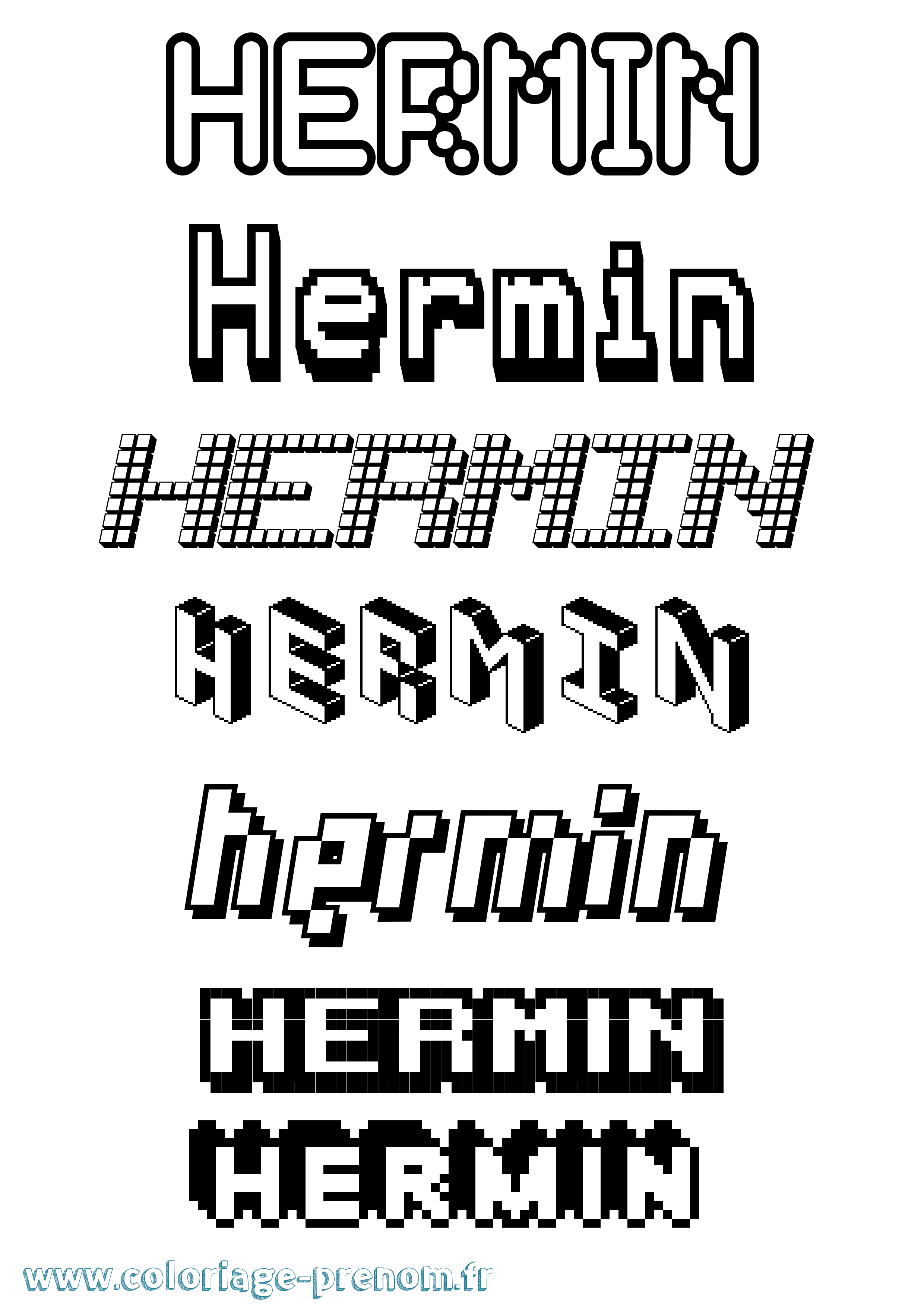 Coloriage Hermin Pixel Coloriage prénom Hermin Pixel