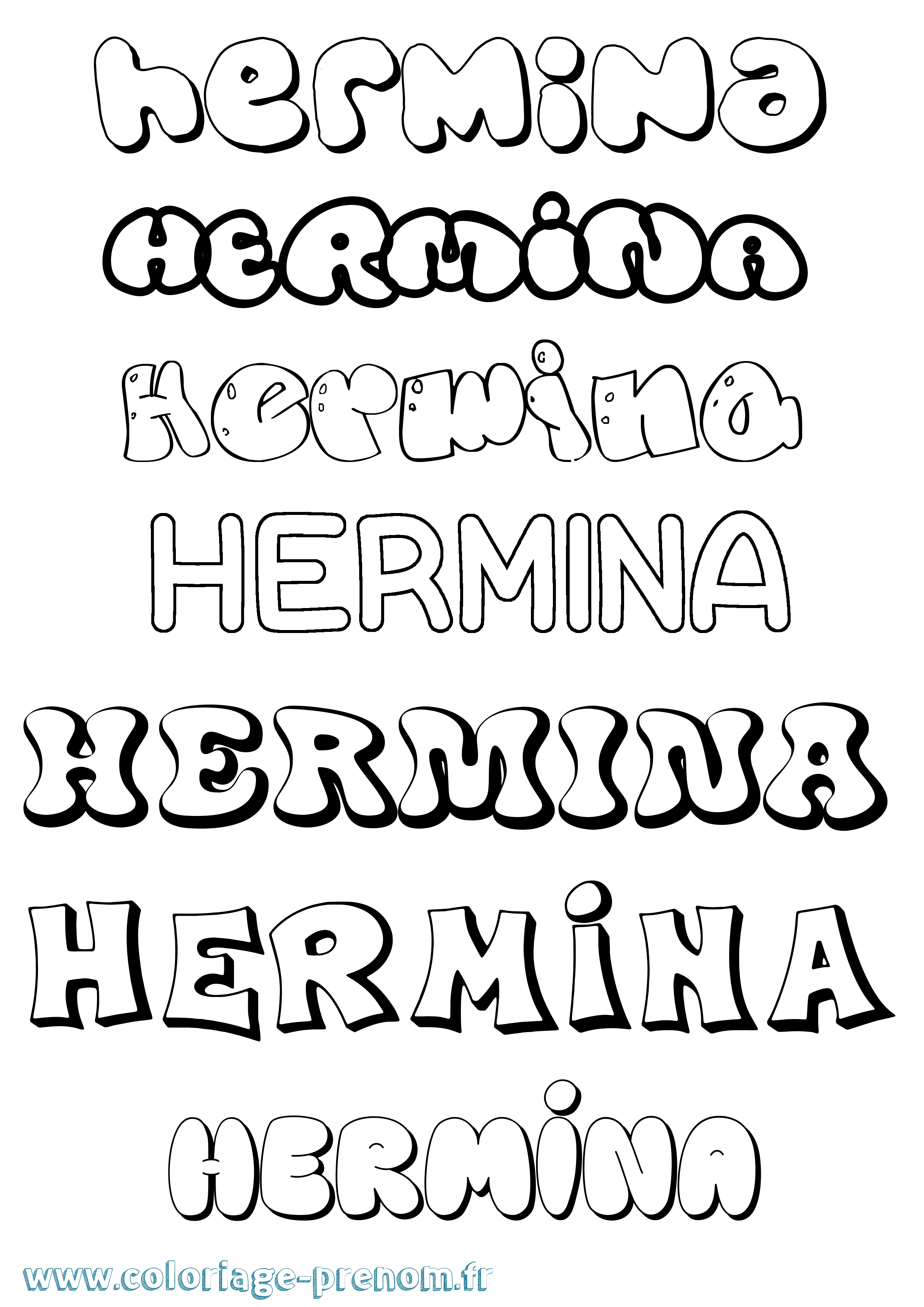 Coloriage Hermina Bubble Coloriage prénom Hermina Bubble