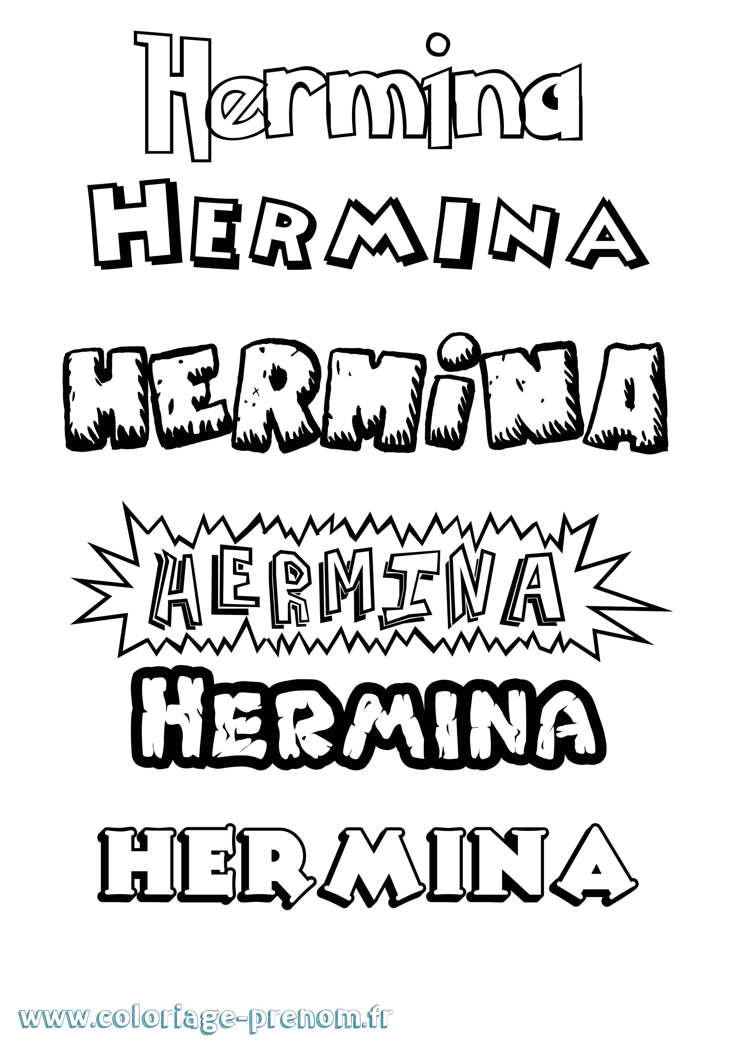 Coloriage Hermina Dessin Animé Coloriage prénom Hermina Dessin Animé