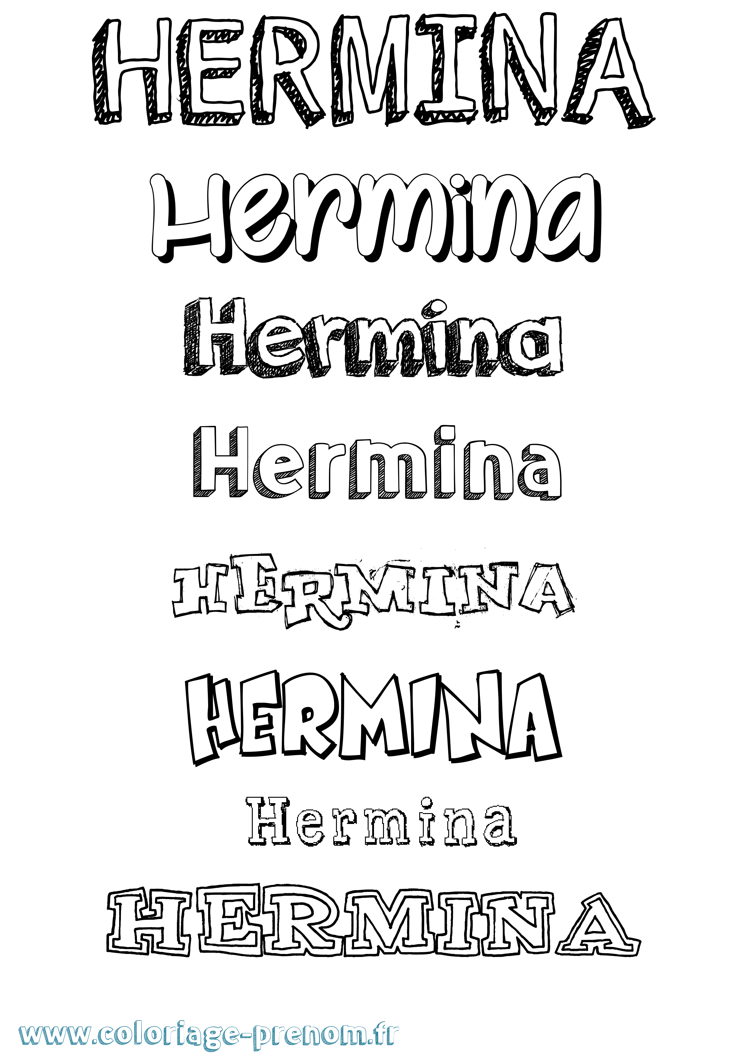 Coloriage Hermina Dessiné Coloriage prénom Hermina Dessiné
