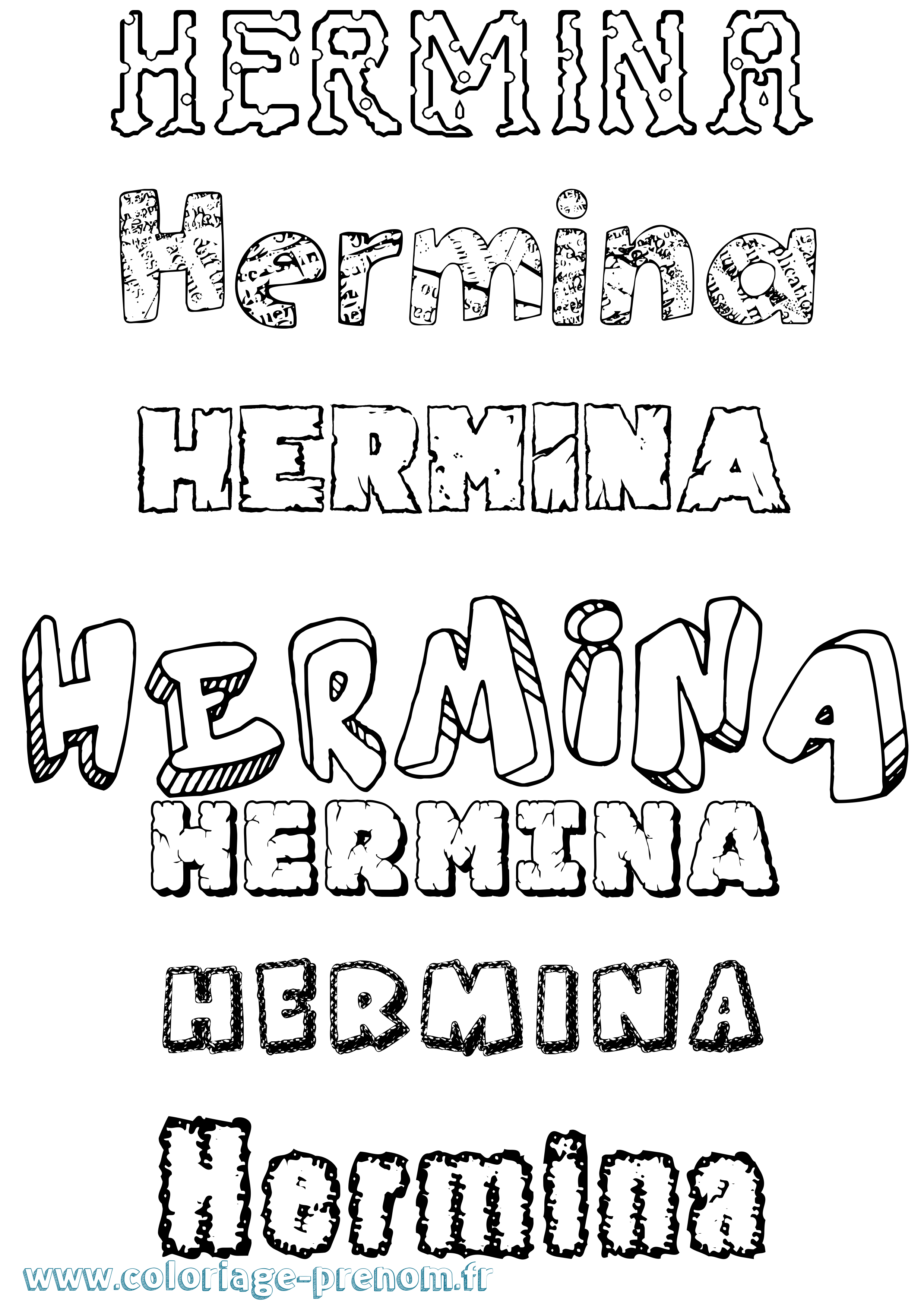 Coloriage Hermina Destructuré Coloriage prénom Hermina Destructuré
