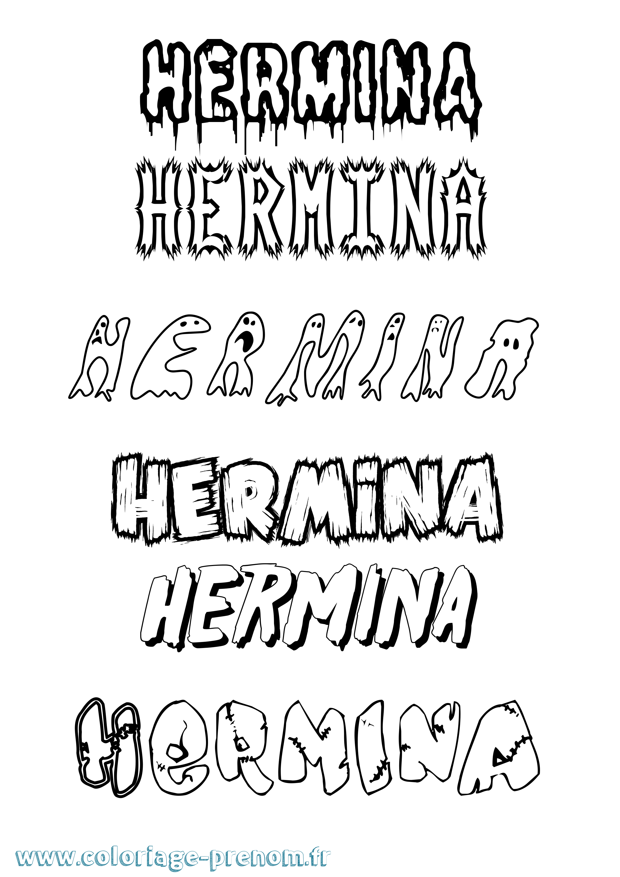 Coloriage Hermina Frisson Coloriage prénom Hermina Frisson