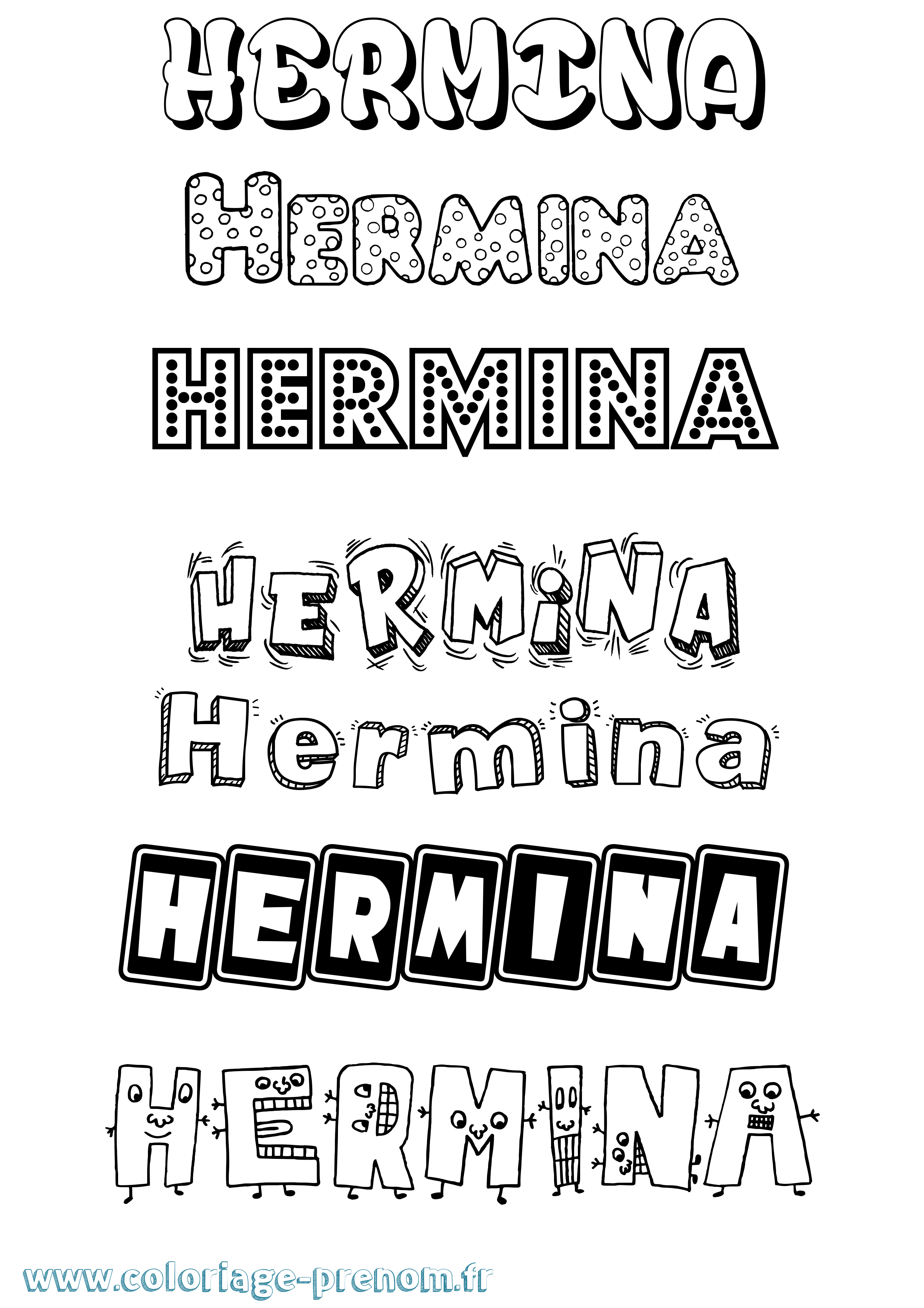 Coloriage Hermina Fun Coloriage prénom Hermina Fun