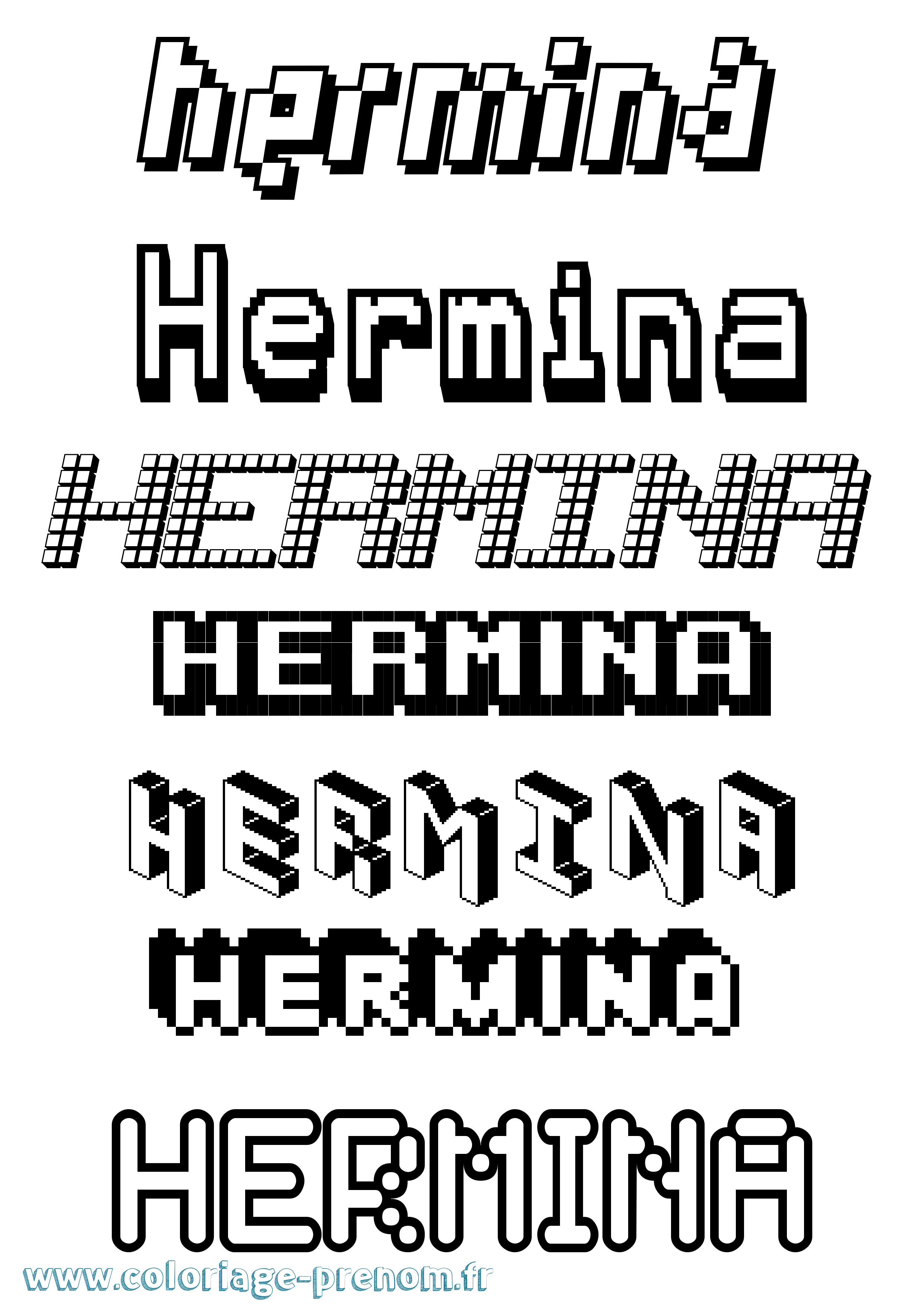 Coloriage Hermina Pixel Coloriage prénom Hermina Pixel
