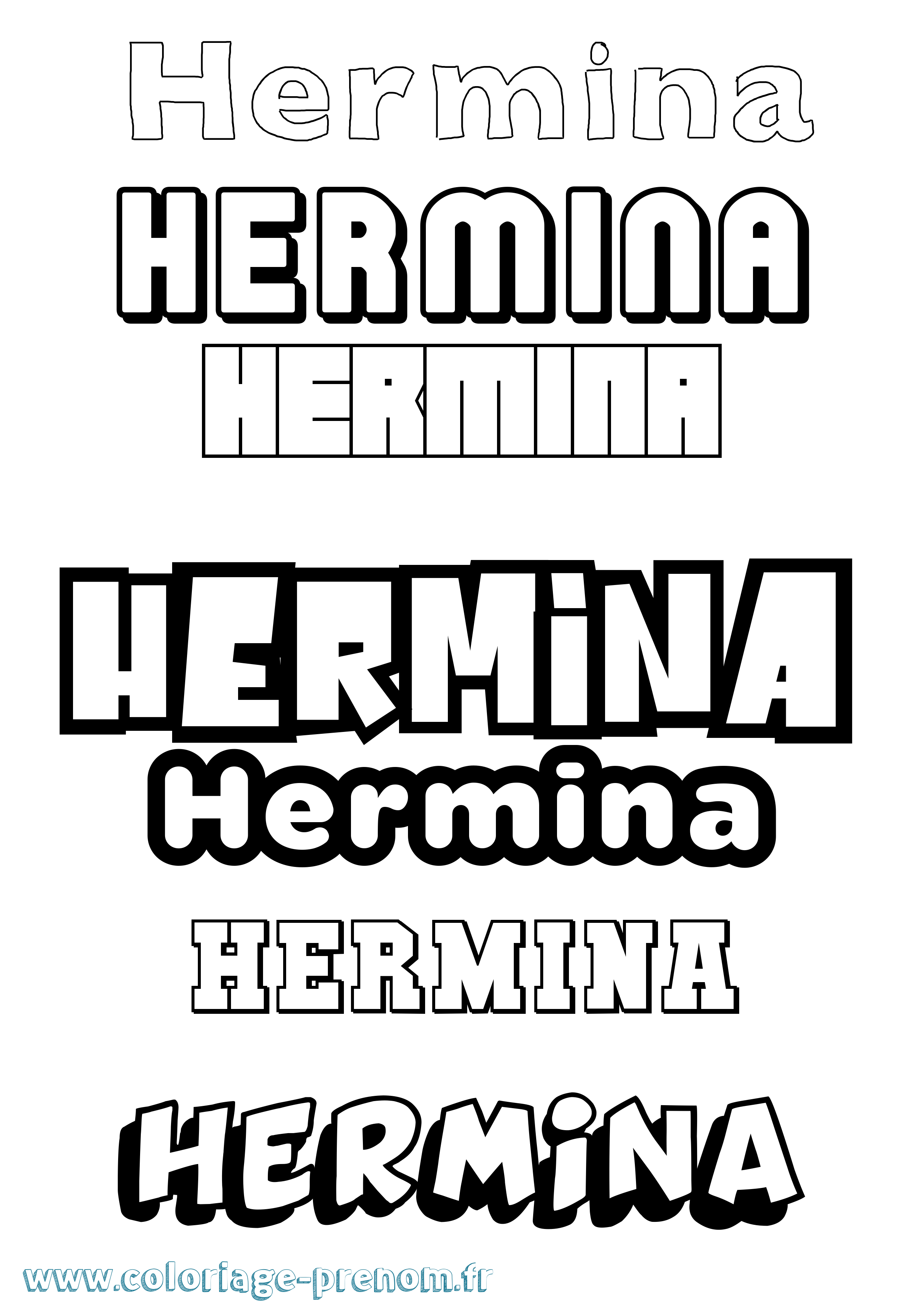 Coloriage Hermina Simple Coloriage prénom Hermina Simple