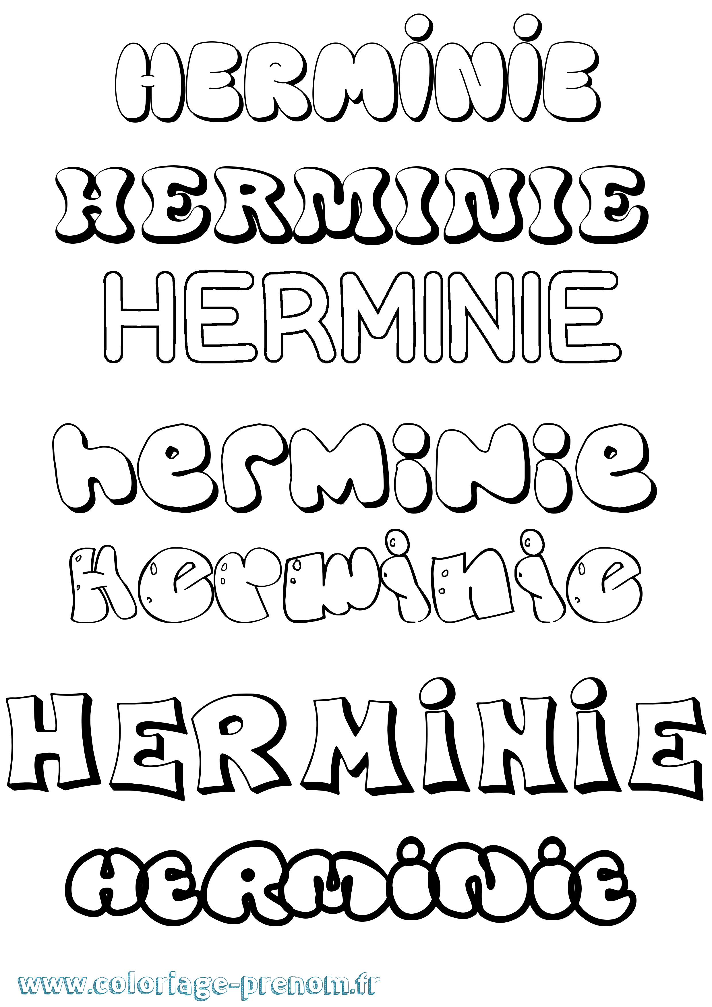 Coloriage Herminie Bubble Coloriage prénom Herminie Bubble