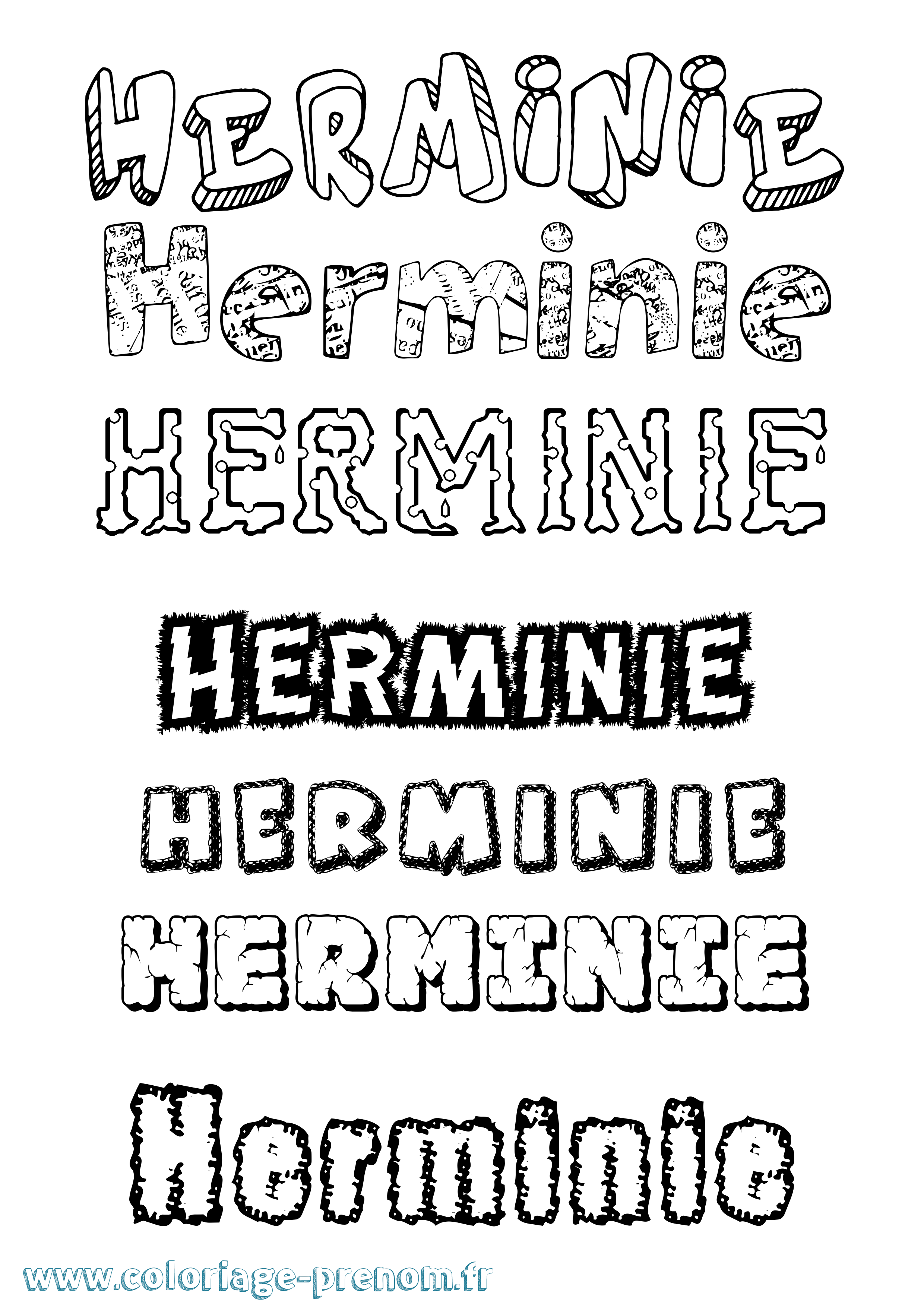 Coloriage Herminie Destructuré Coloriage prénom Herminie Destructuré
