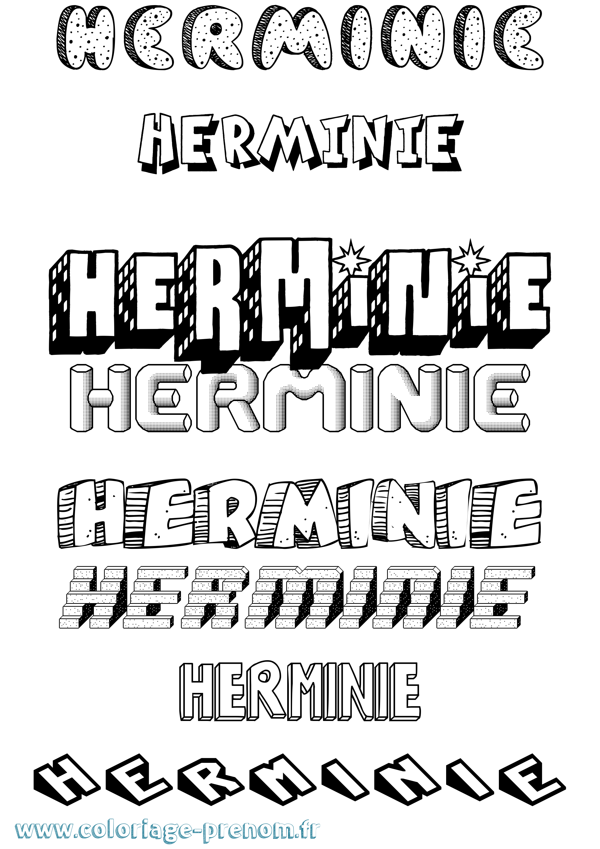 Coloriage Herminie Effet 3D Coloriage prénom Herminie Effet 3D