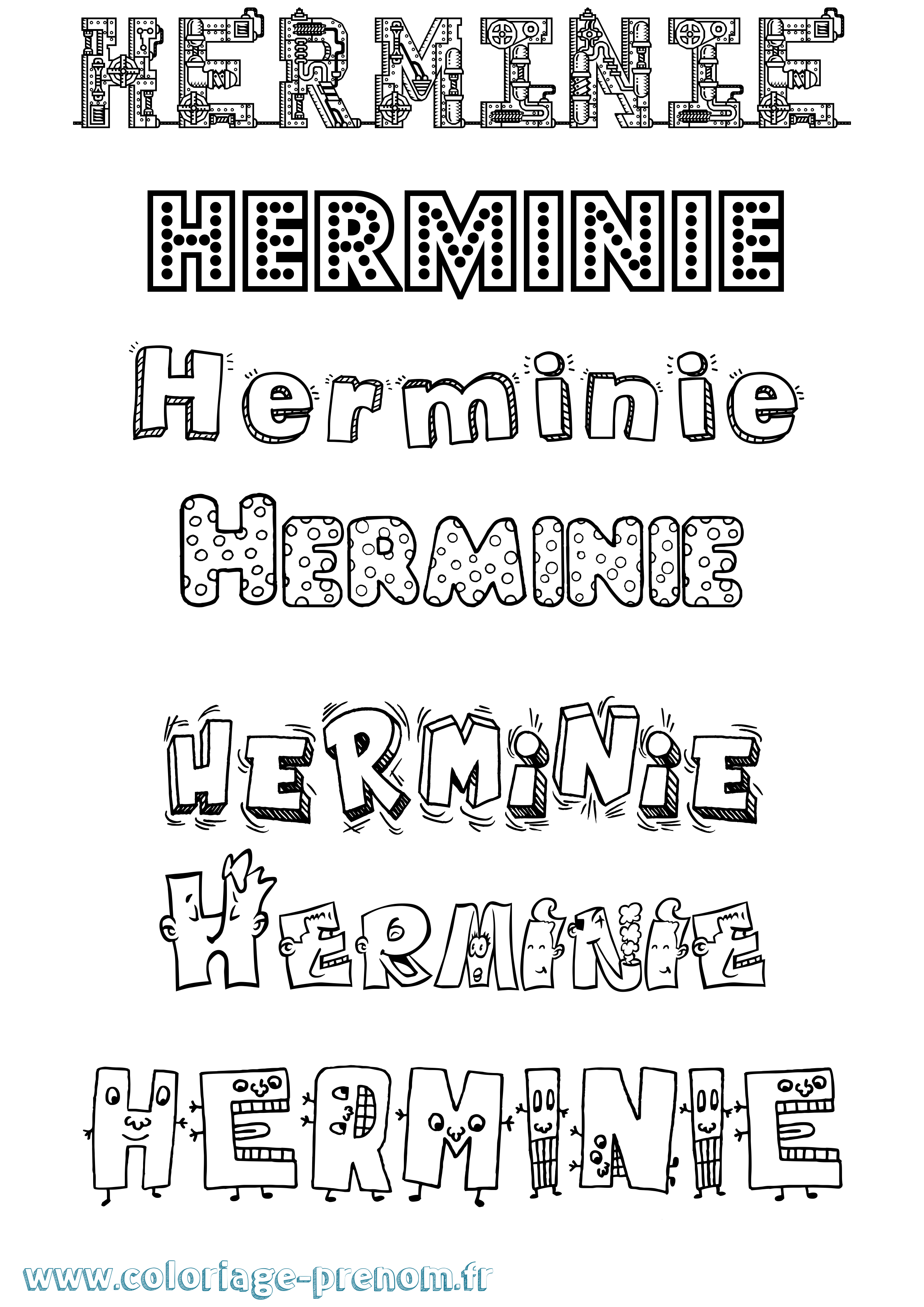 Coloriage Herminie Fun Coloriage prénom Herminie Fun