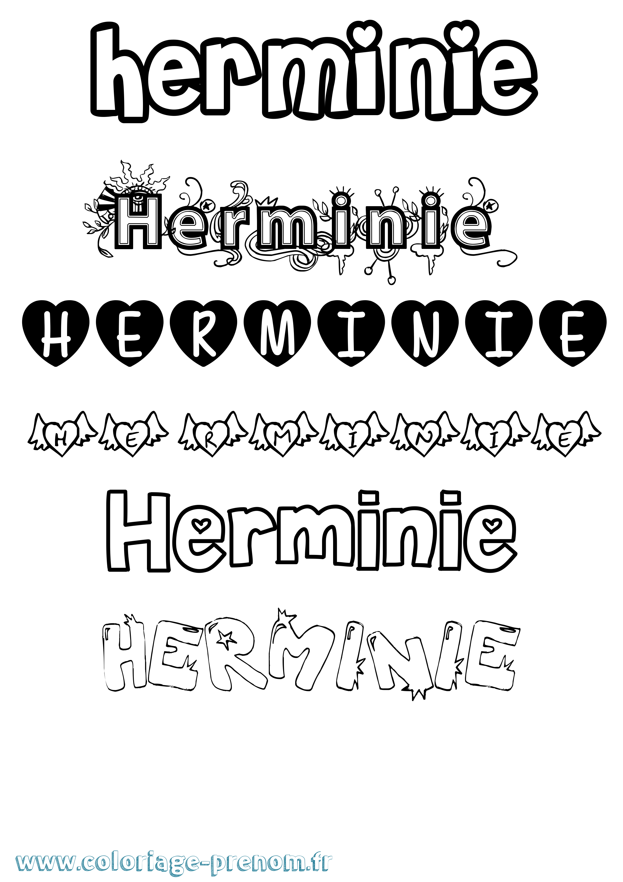Coloriage Herminie Girly Coloriage prénom Herminie Girly