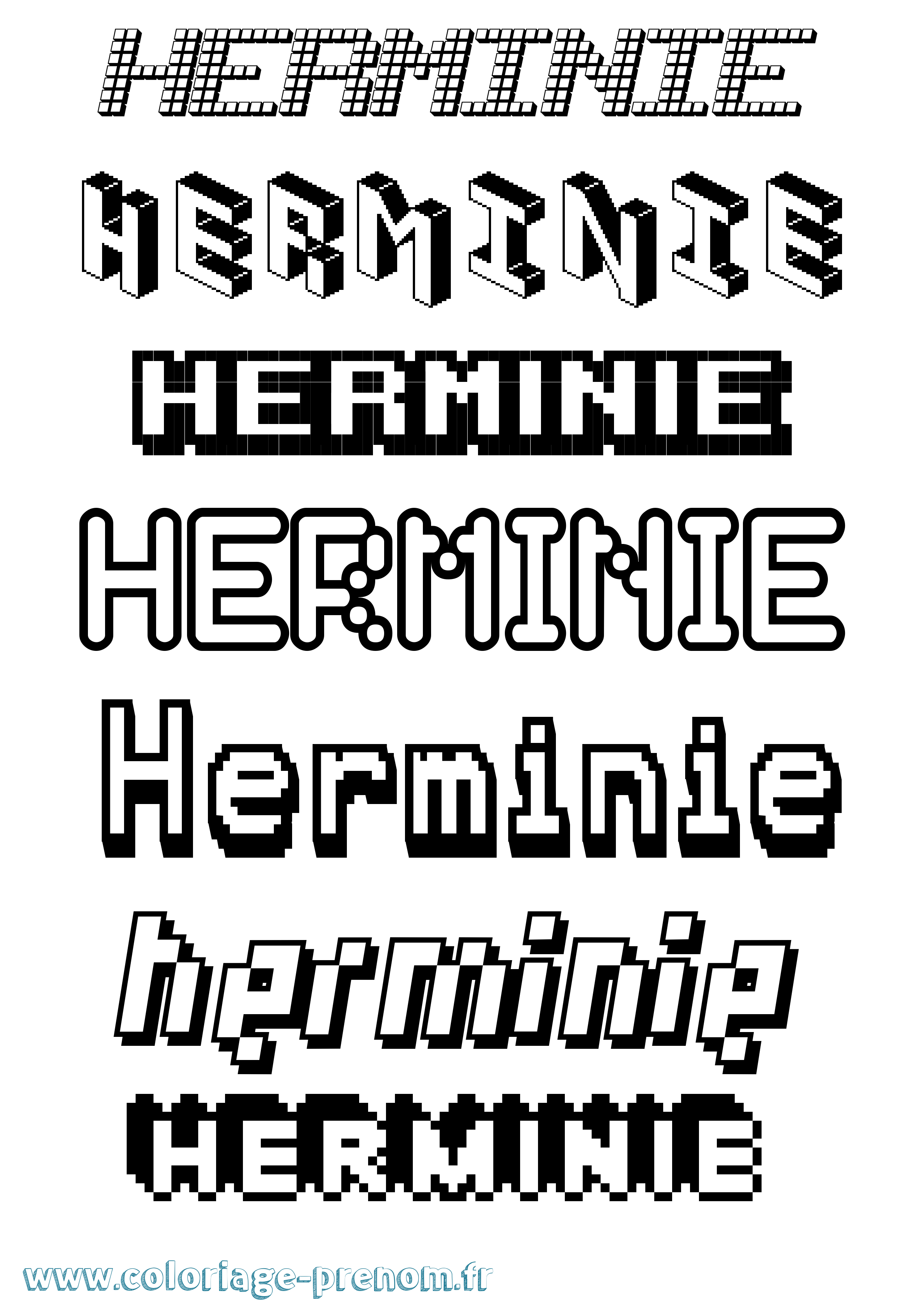 Coloriage Herminie Pixel Coloriage prénom Herminie Pixel