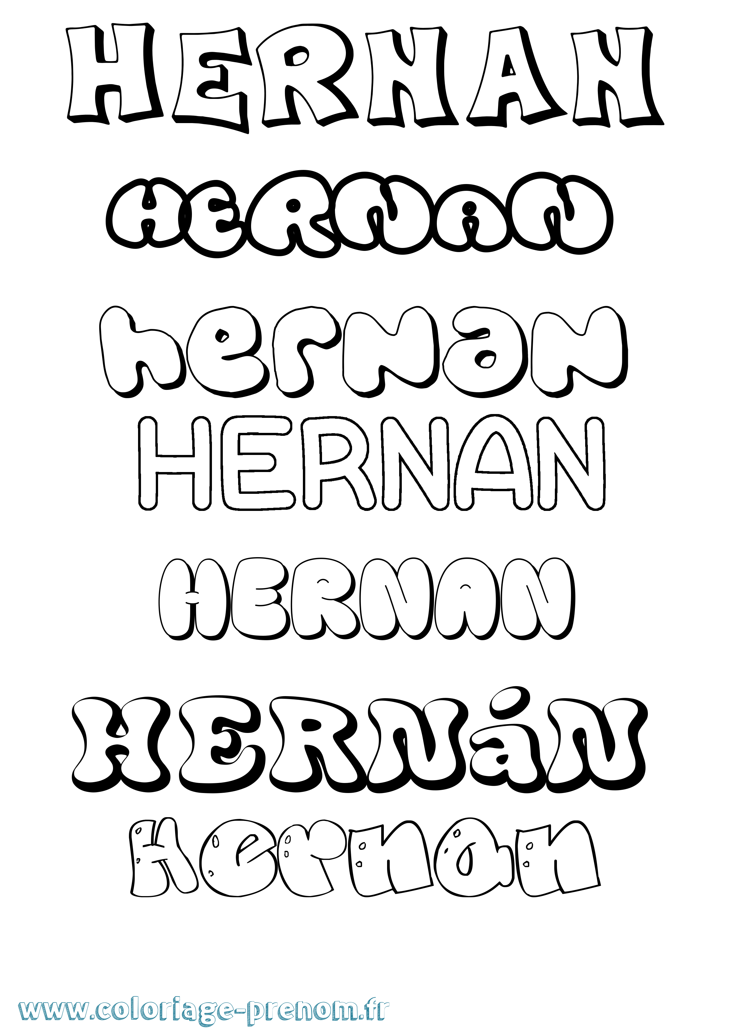 Coloriage Hernán Bubble Coloriage prénom Hernán Bubble