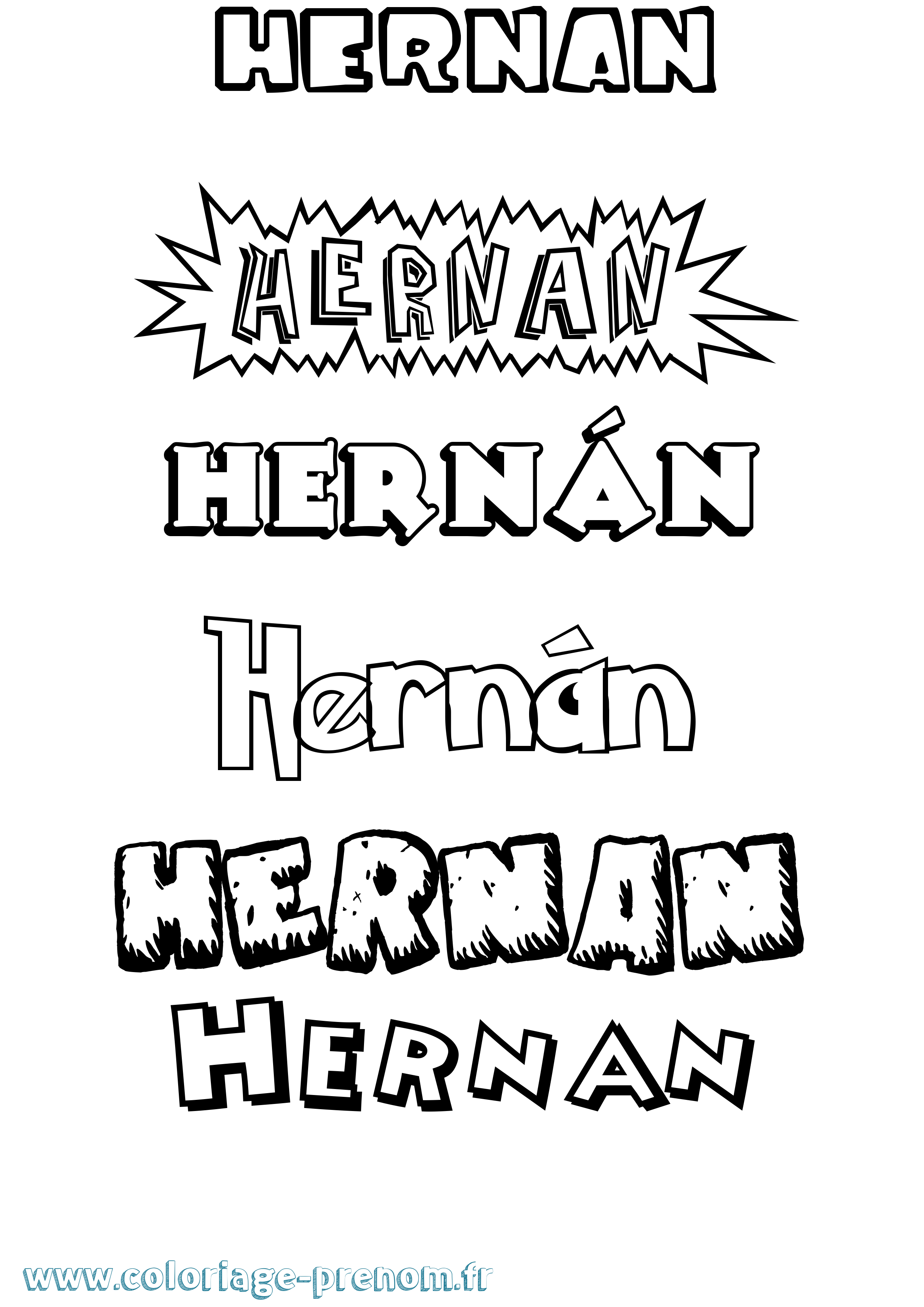 Coloriage Hernán Dessin Animé Coloriage prénom Hernán Dessin Animé