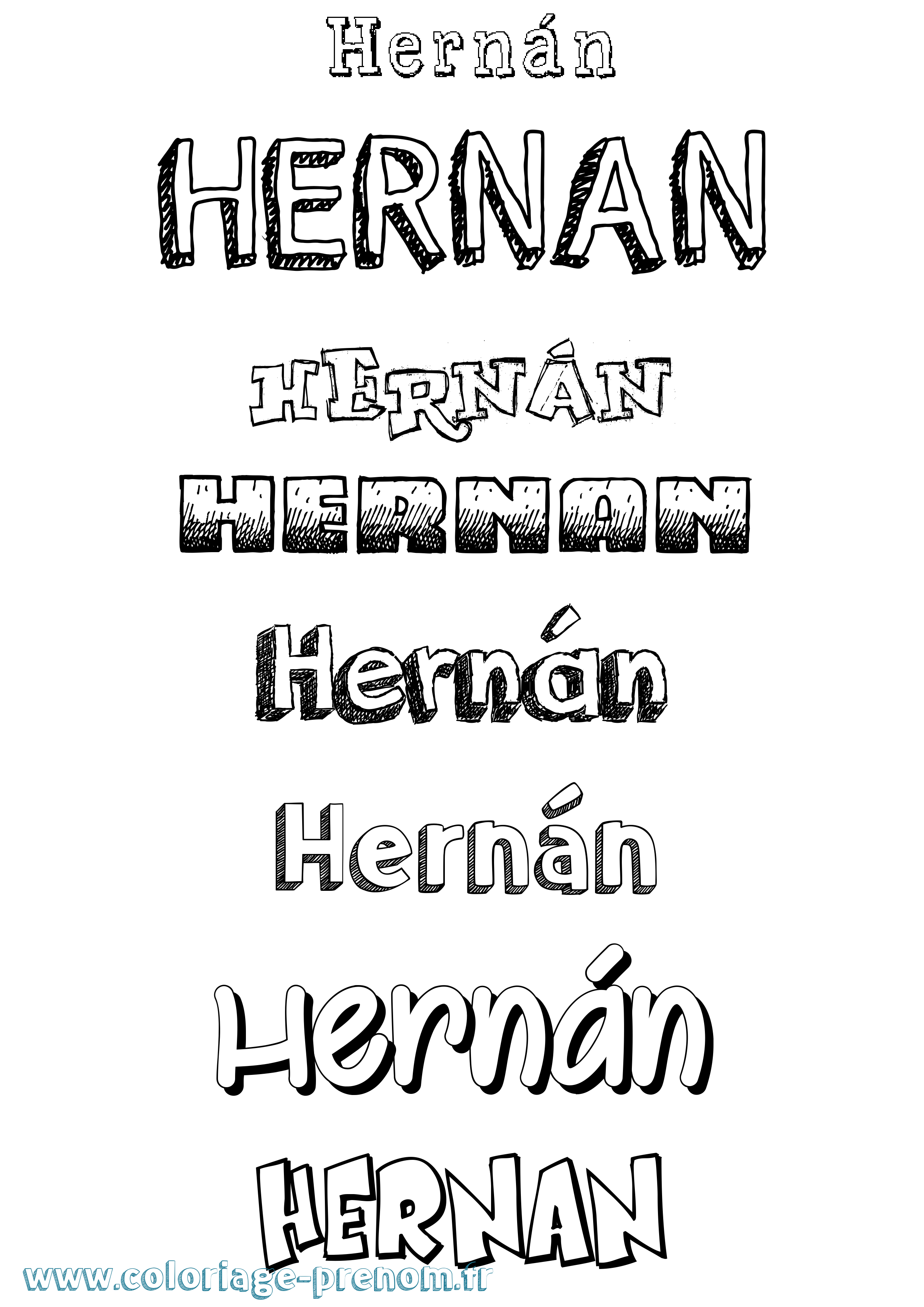 Coloriage Hernán Dessiné Coloriage prénom Hernán Dessiné