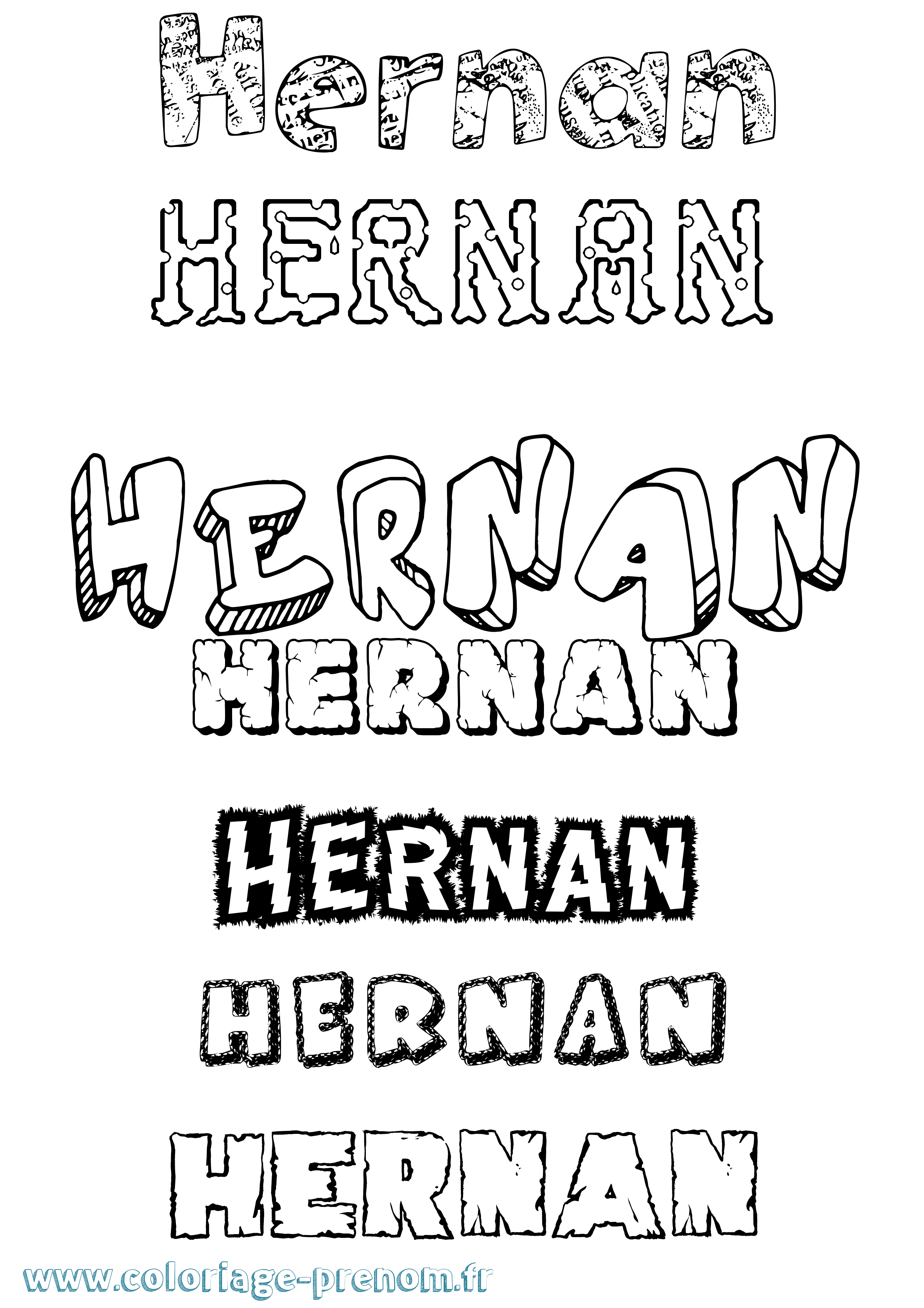 Coloriage Hernán Destructuré Coloriage prénom Hernán Destructuré