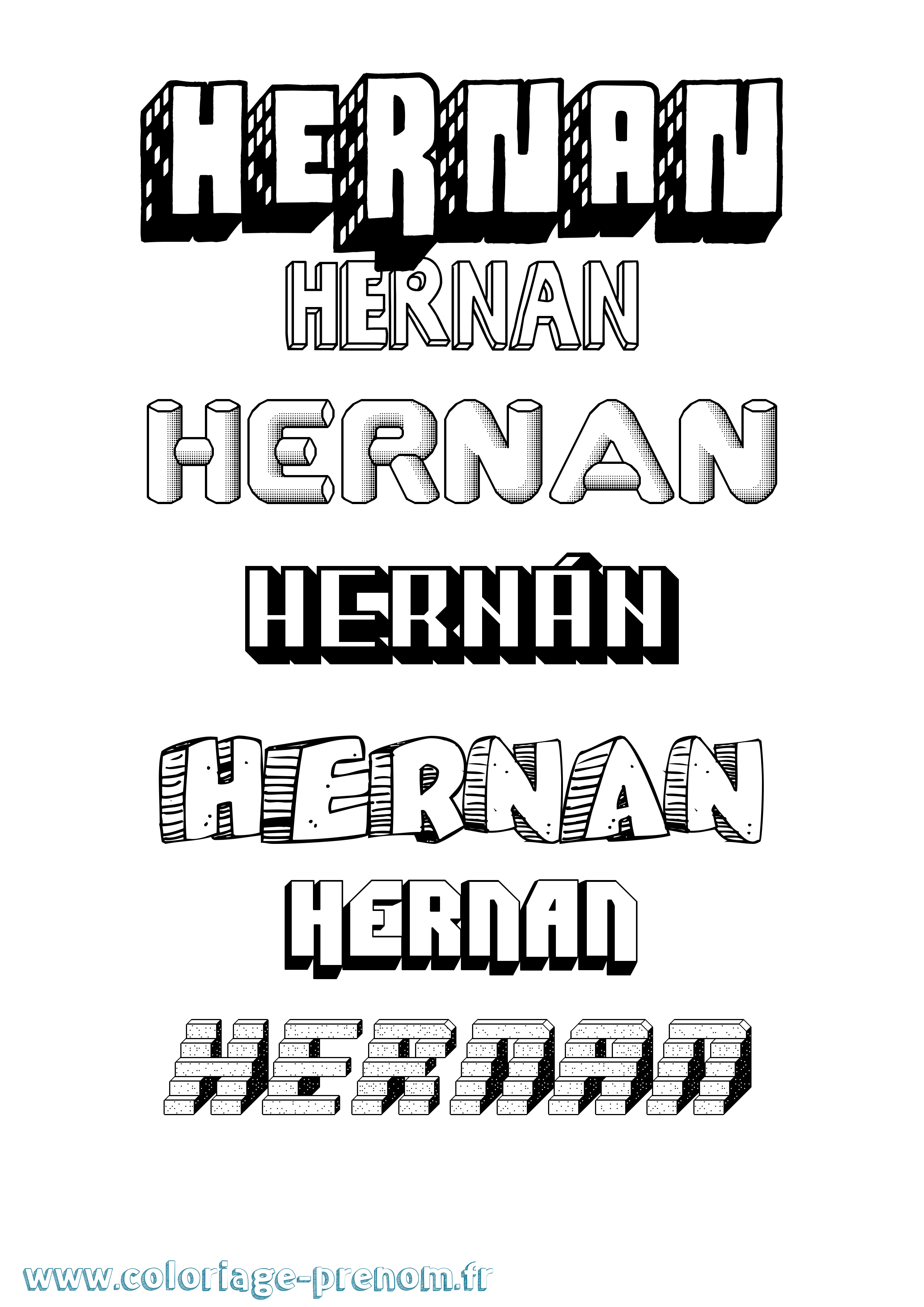 Coloriage Hernán Effet 3D Coloriage prénom Hernán Effet 3D