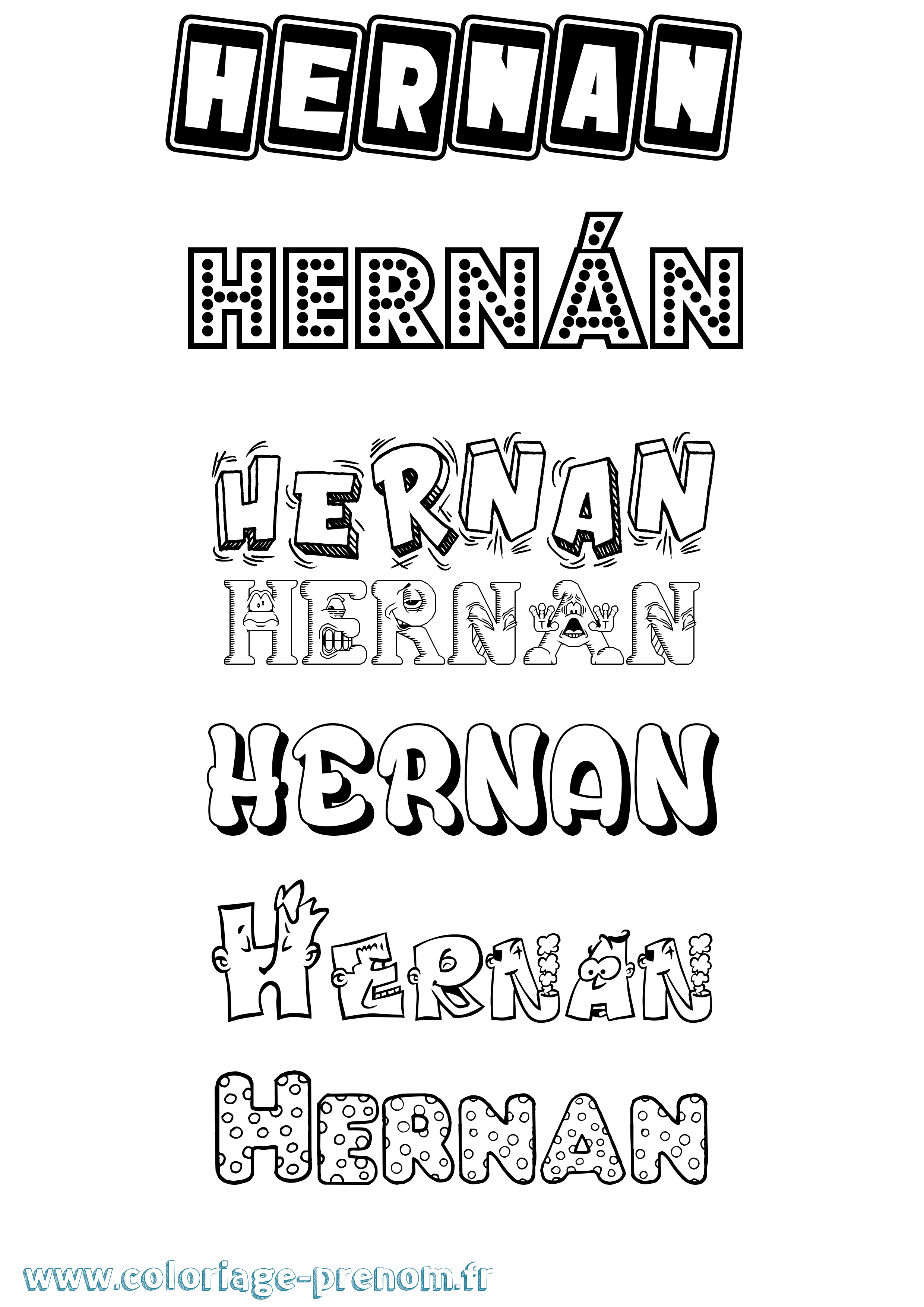 Coloriage Hernán Fun Coloriage prénom Hernán Fun