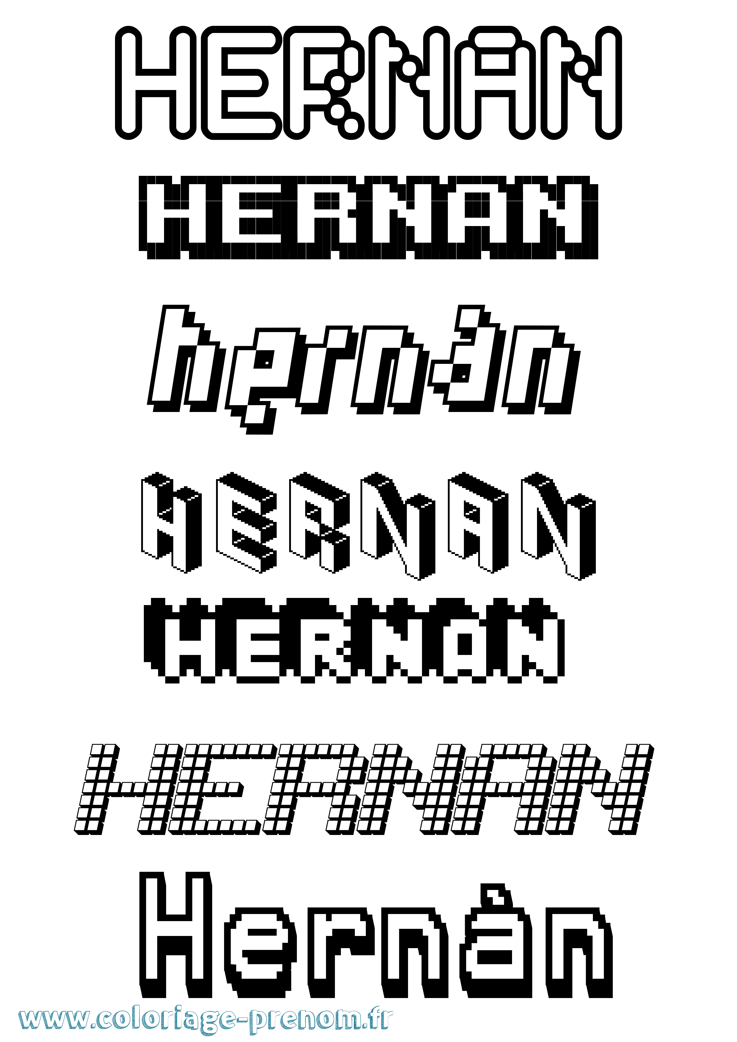 Coloriage Hernán Pixel Coloriage prénom Hernán Pixel