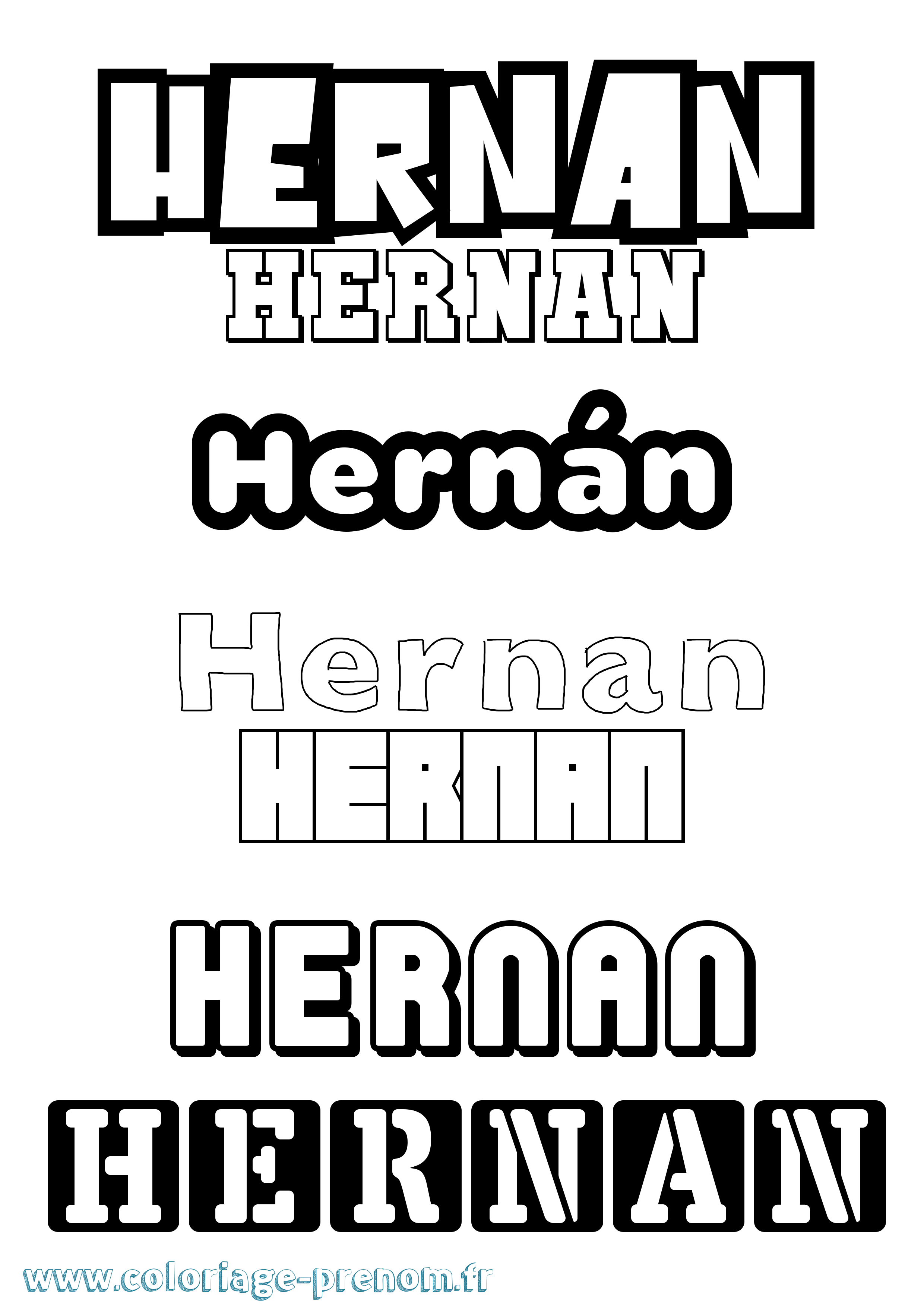 Coloriage Hernán Simple Coloriage prénom Hernán Simple
