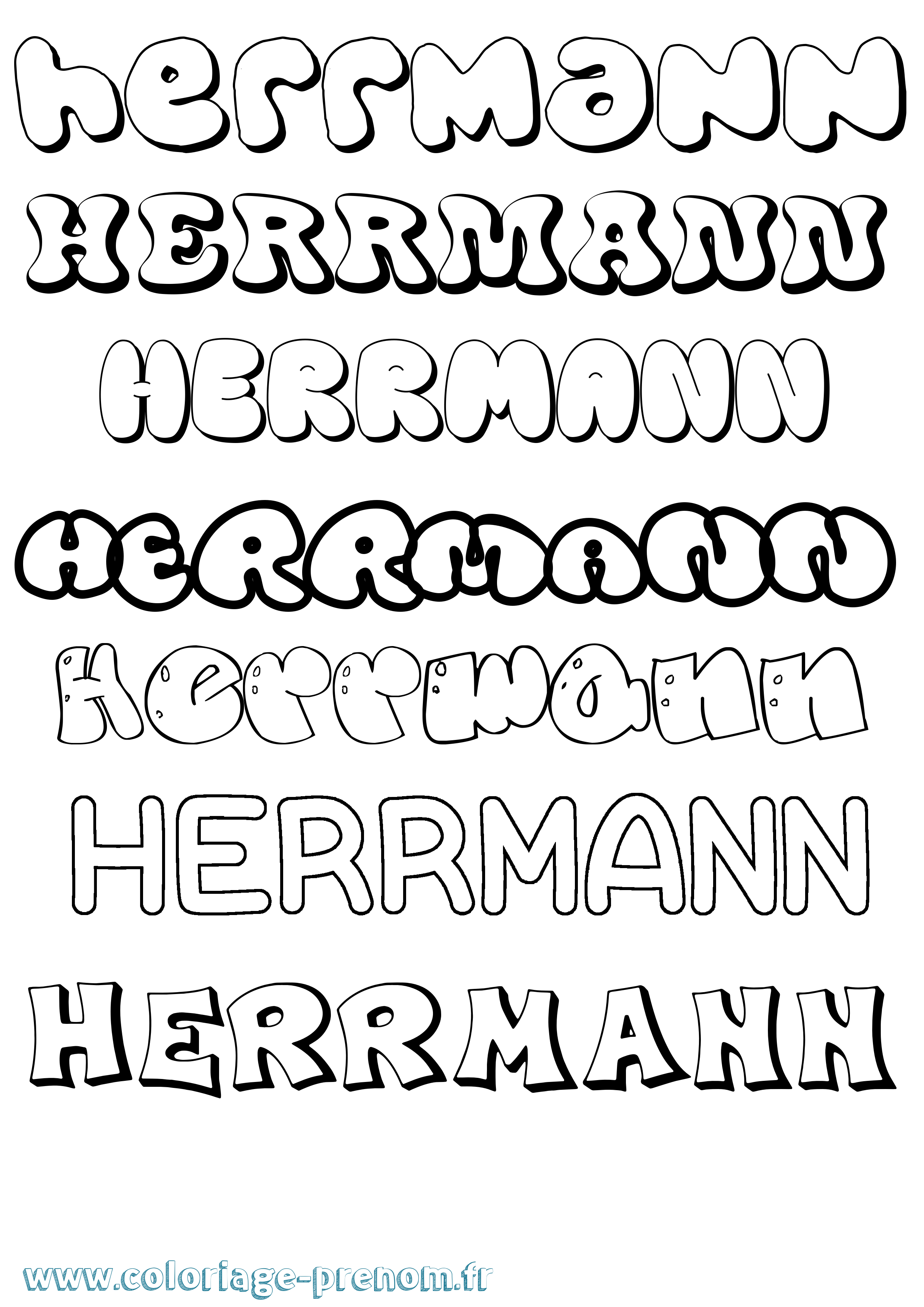 Coloriage Herrmann Bubble Coloriage prénom Herrmann Bubble
