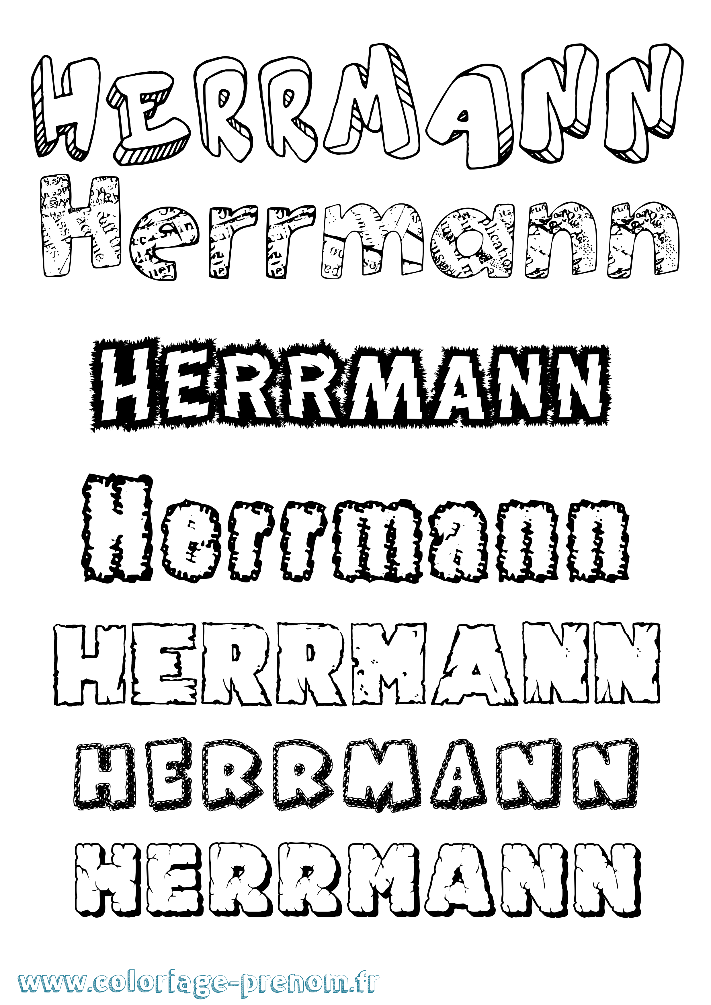 Coloriage Herrmann Destructuré Coloriage prénom Herrmann Destructuré