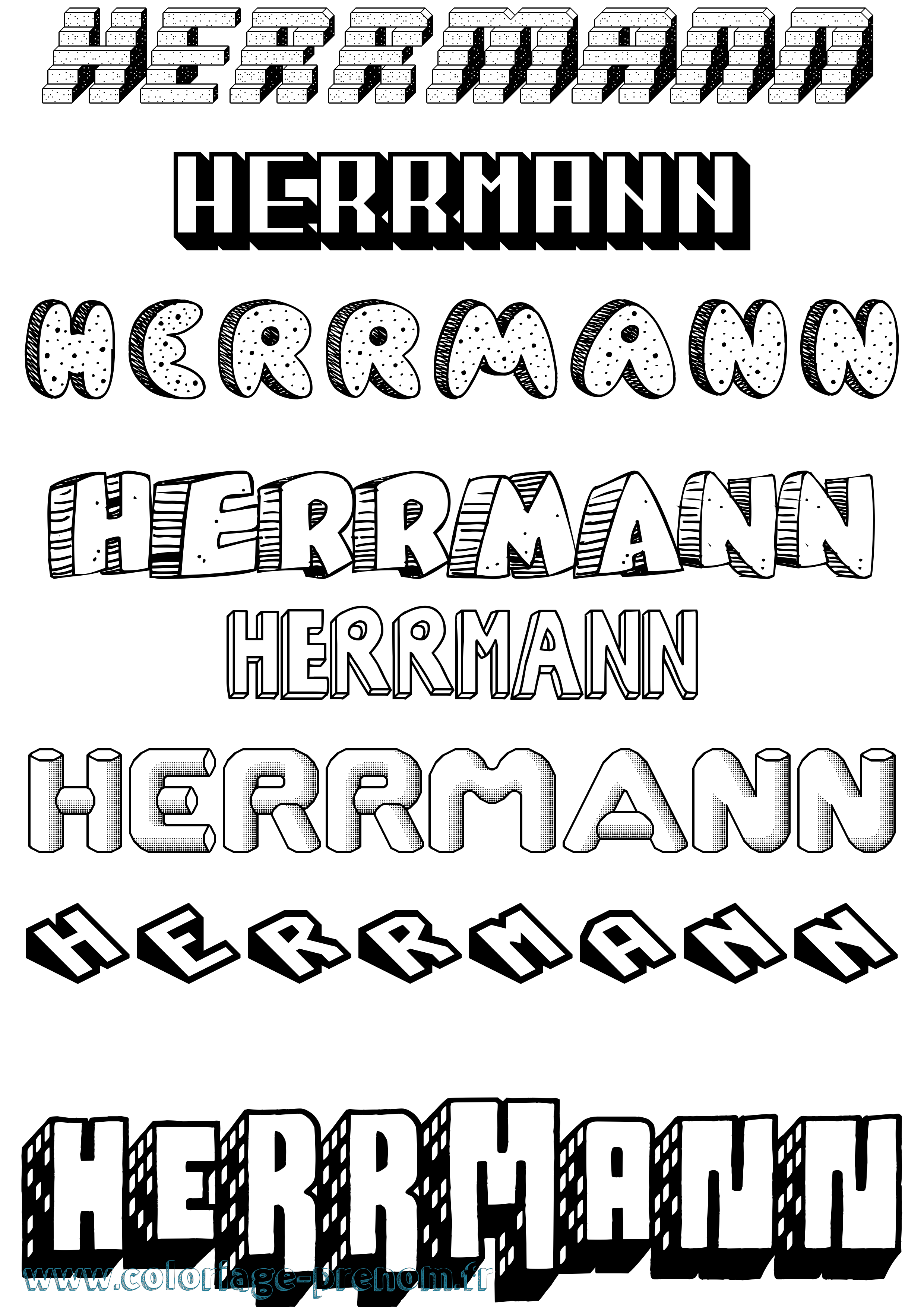 Coloriage Herrmann Effet 3D Coloriage prénom Herrmann Effet 3D