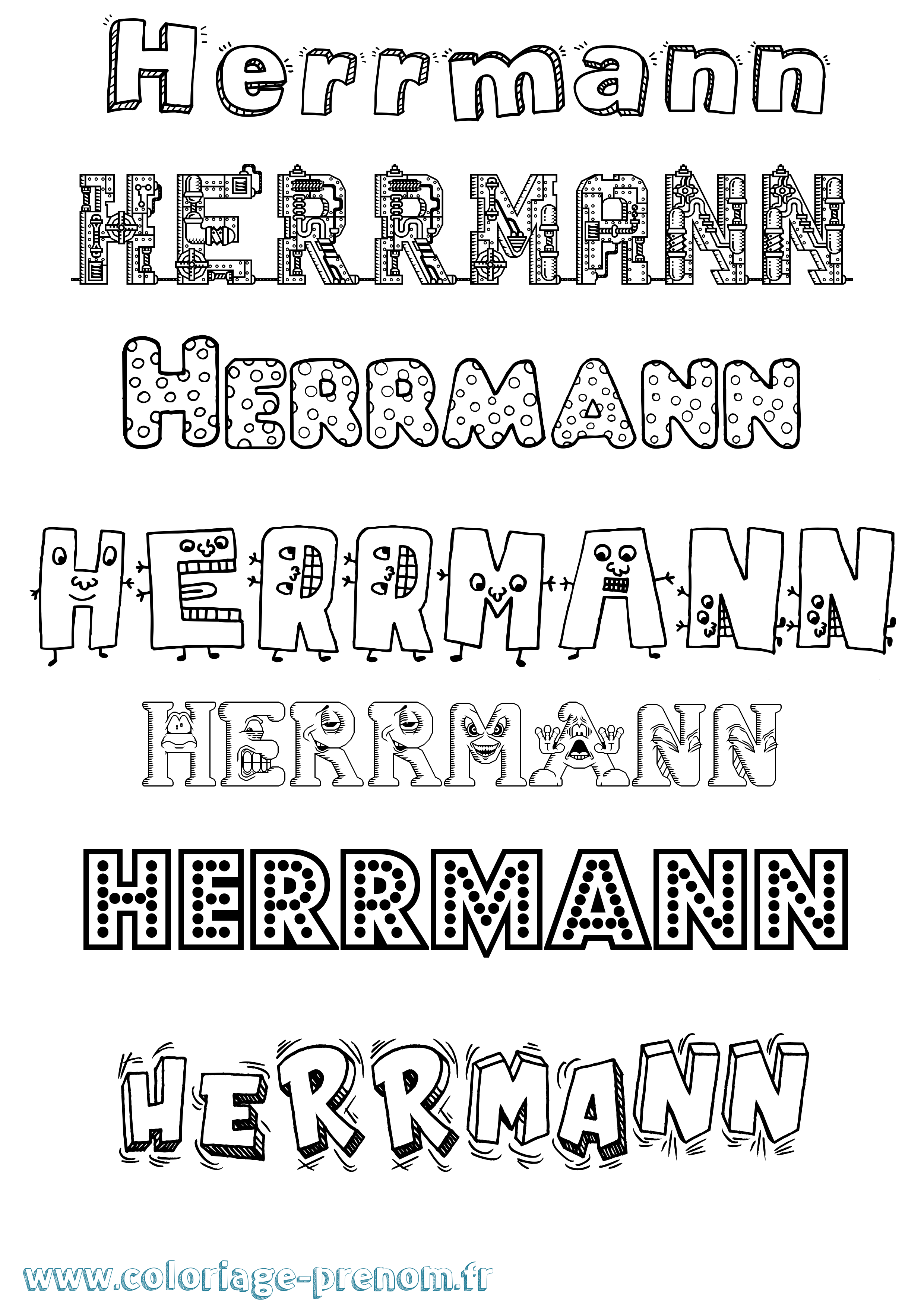 Coloriage Herrmann Fun Coloriage prénom Herrmann Fun