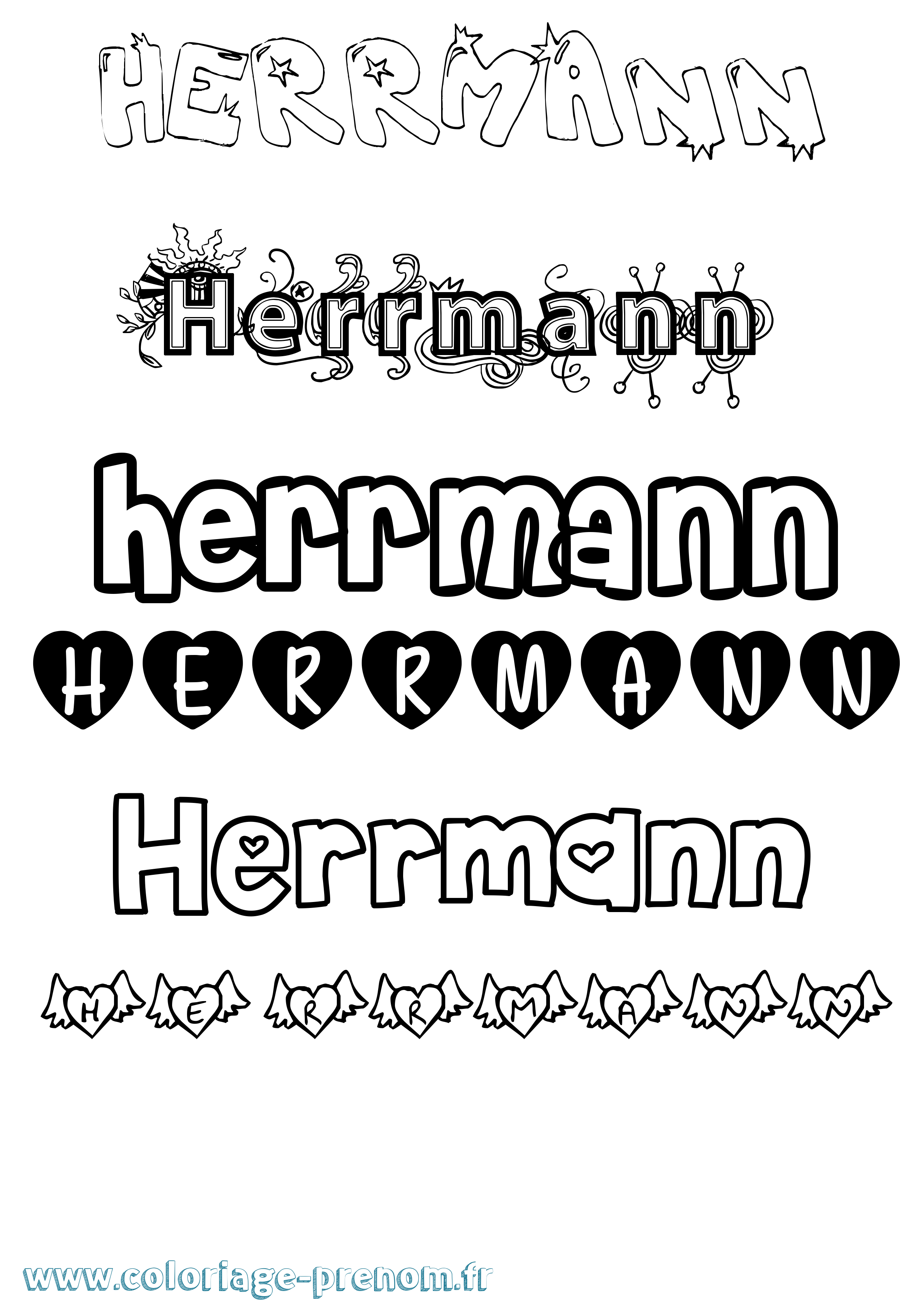 Coloriage Herrmann Girly Coloriage prénom Herrmann Girly