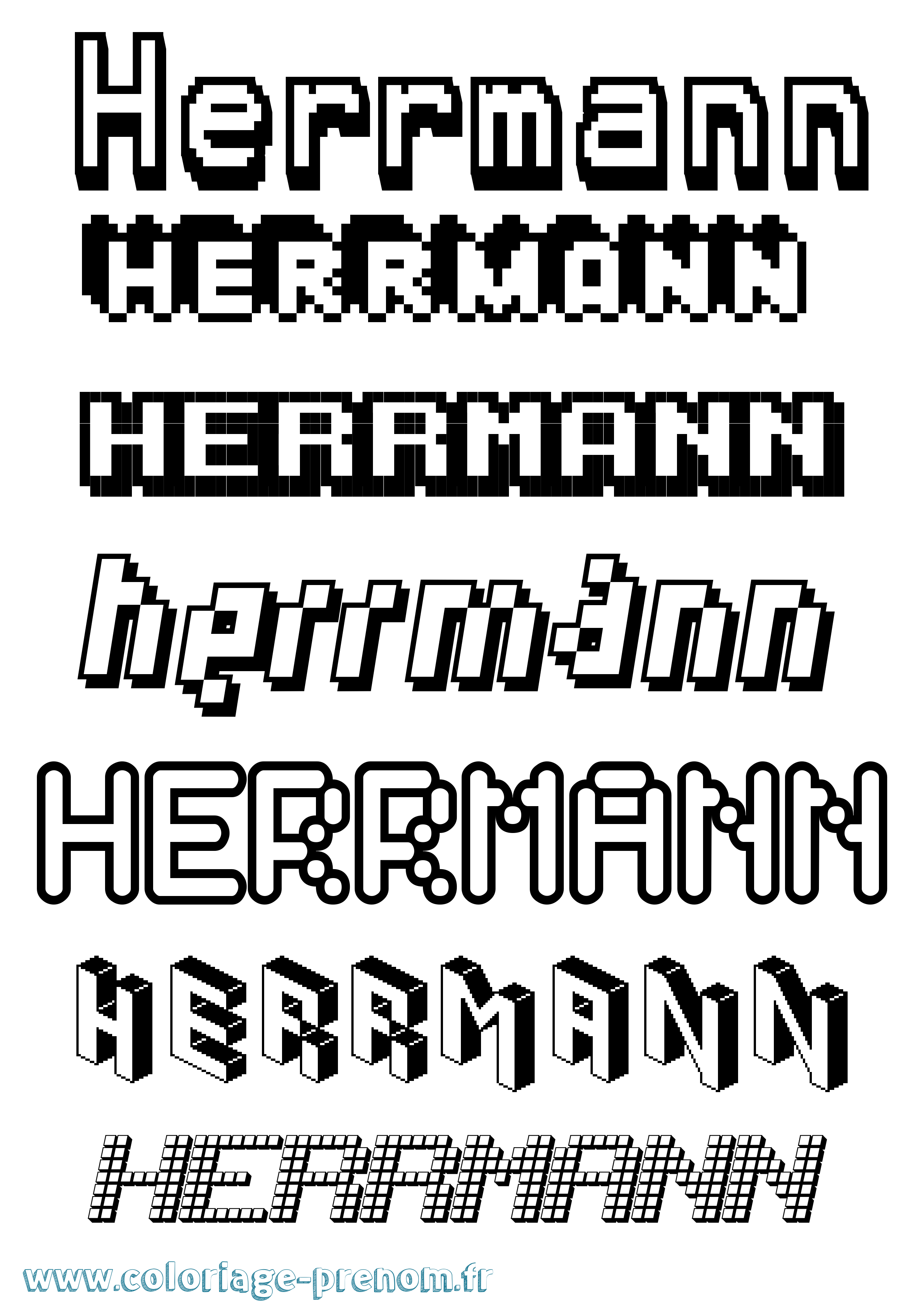 Coloriage Herrmann Pixel Coloriage prénom Herrmann Pixel
