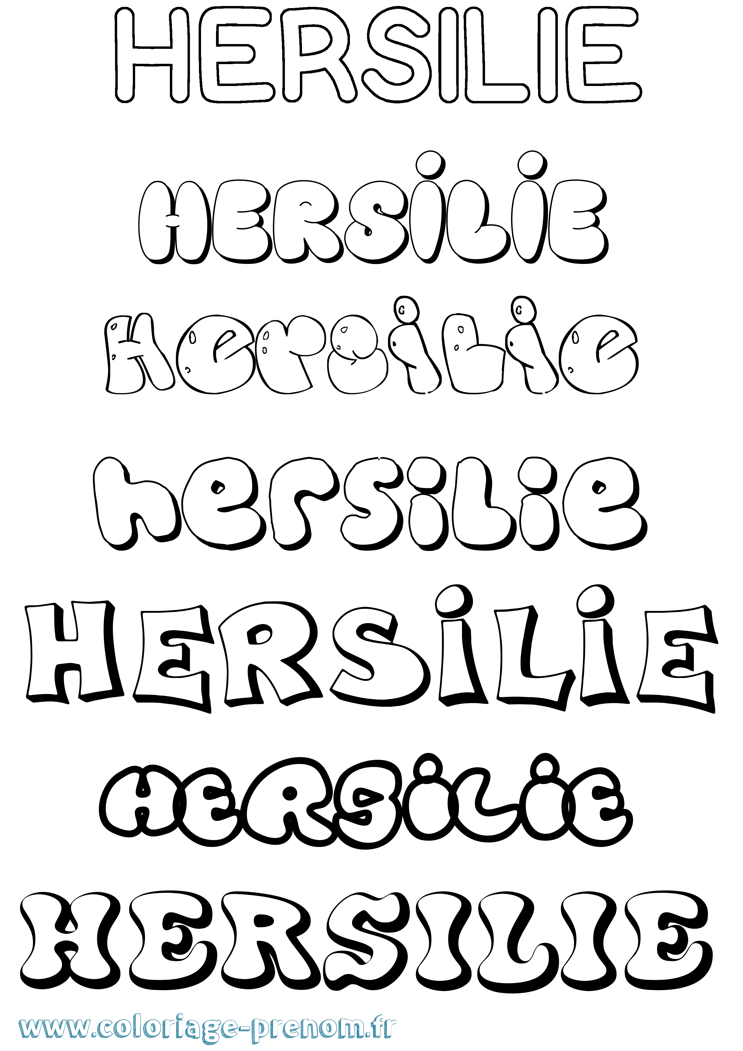 Coloriage Hersilie Bubble Coloriage prénom Hersilie Bubble