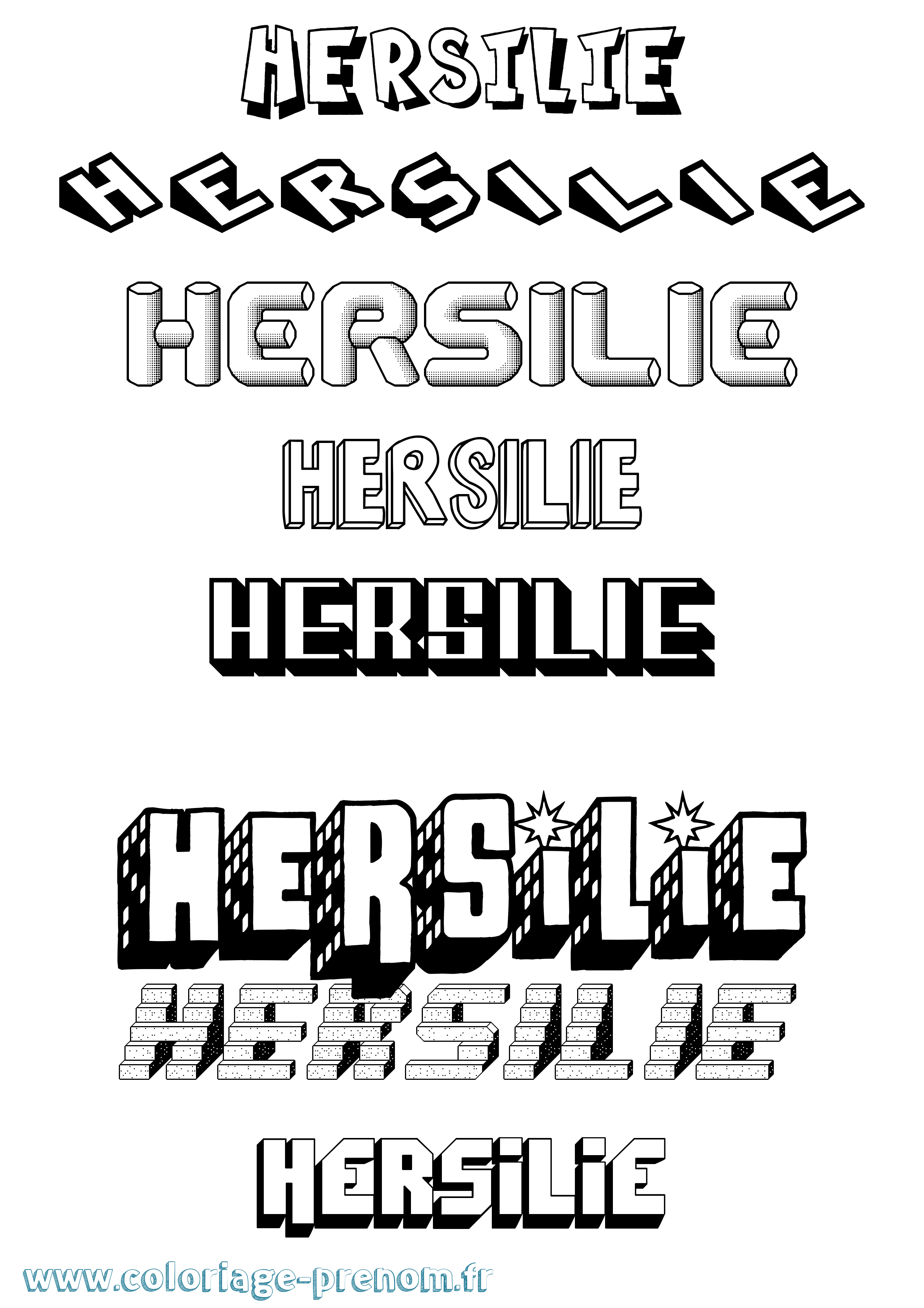 Coloriage Hersilie Effet 3D Coloriage prénom Hersilie Effet 3D