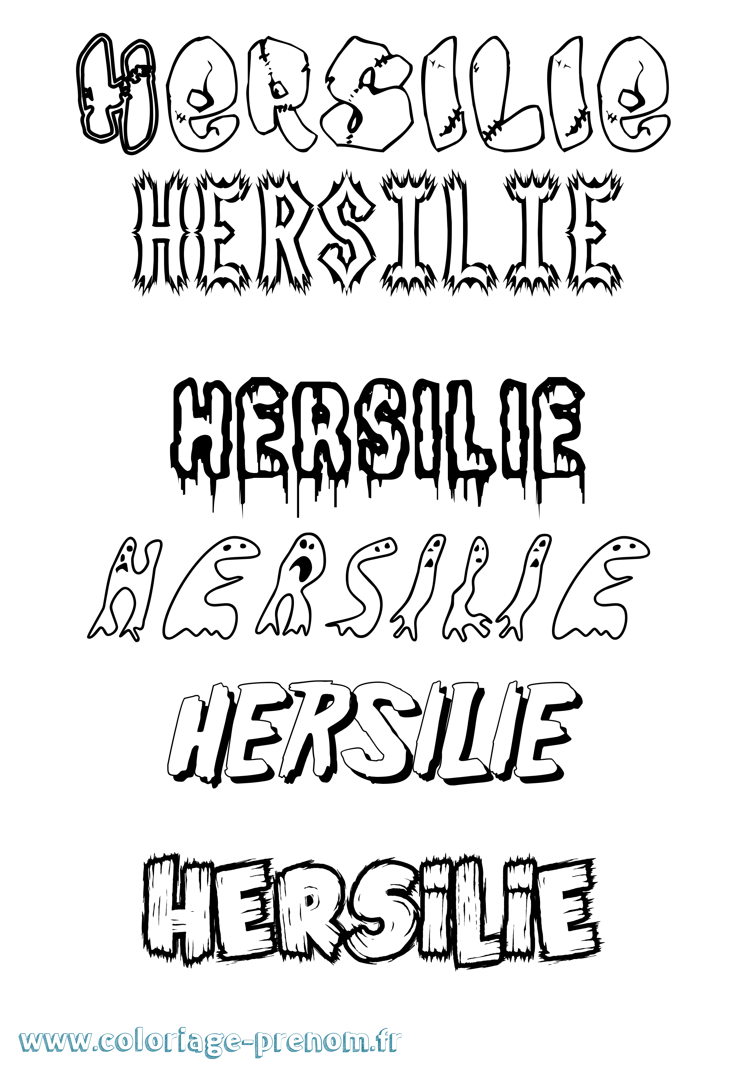 Coloriage Hersilie Frisson Coloriage prénom Hersilie Frisson
