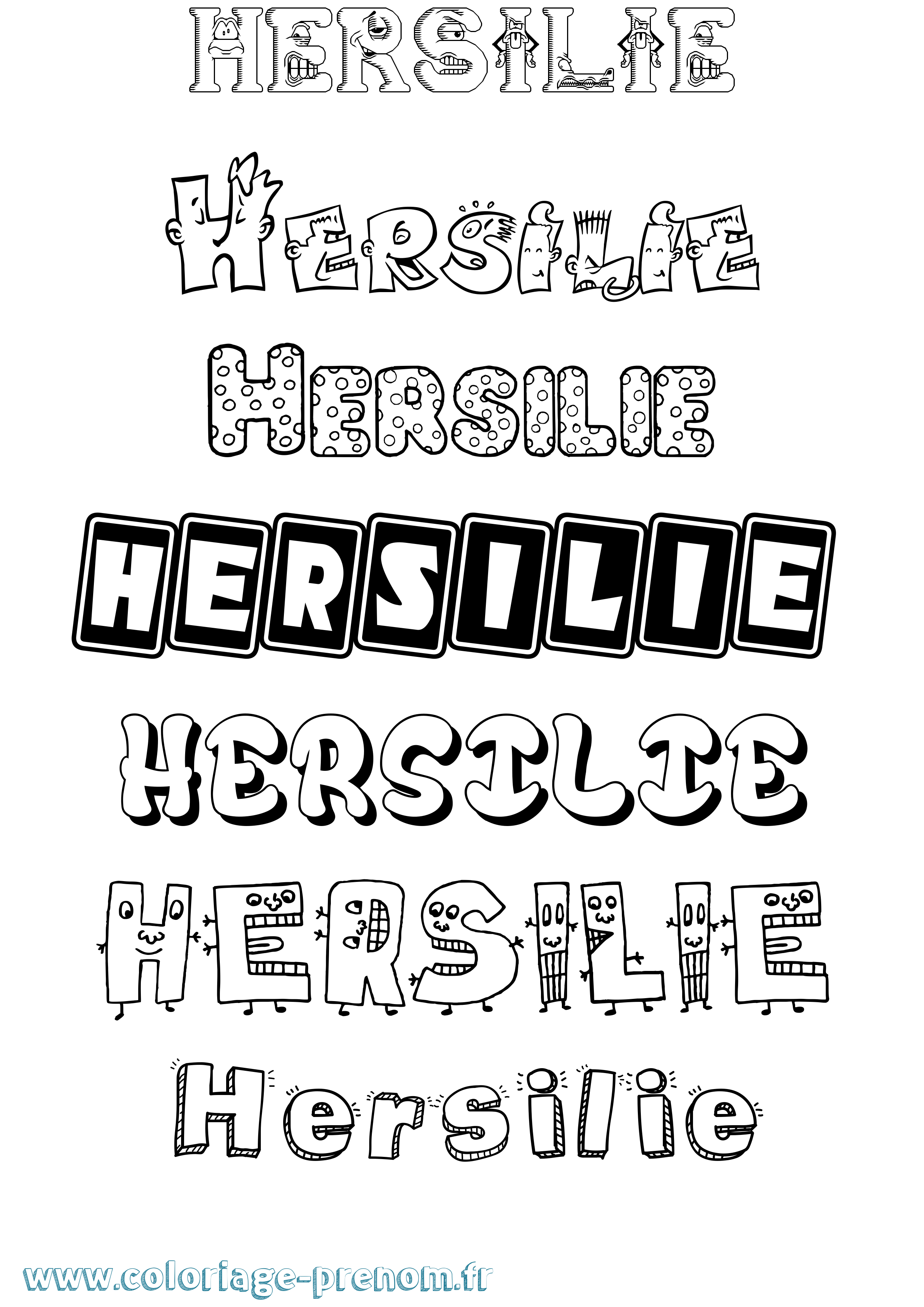 Coloriage Hersilie Fun Coloriage prénom Hersilie Fun
