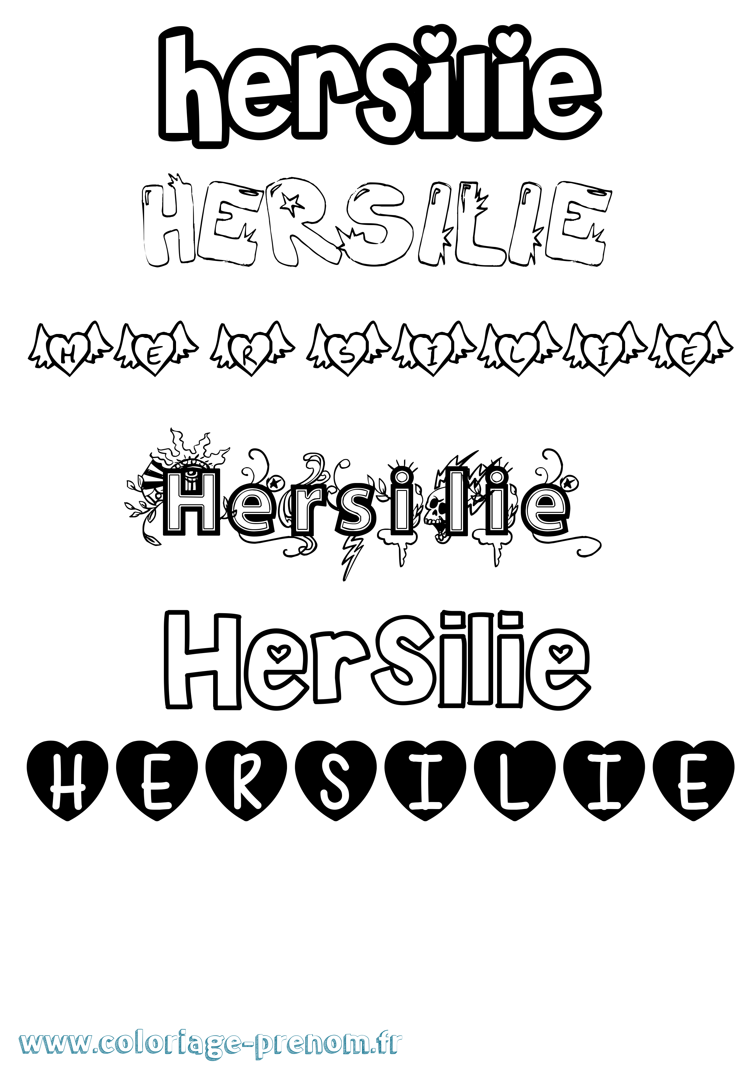 Coloriage Hersilie Girly Coloriage prénom Hersilie Girly
