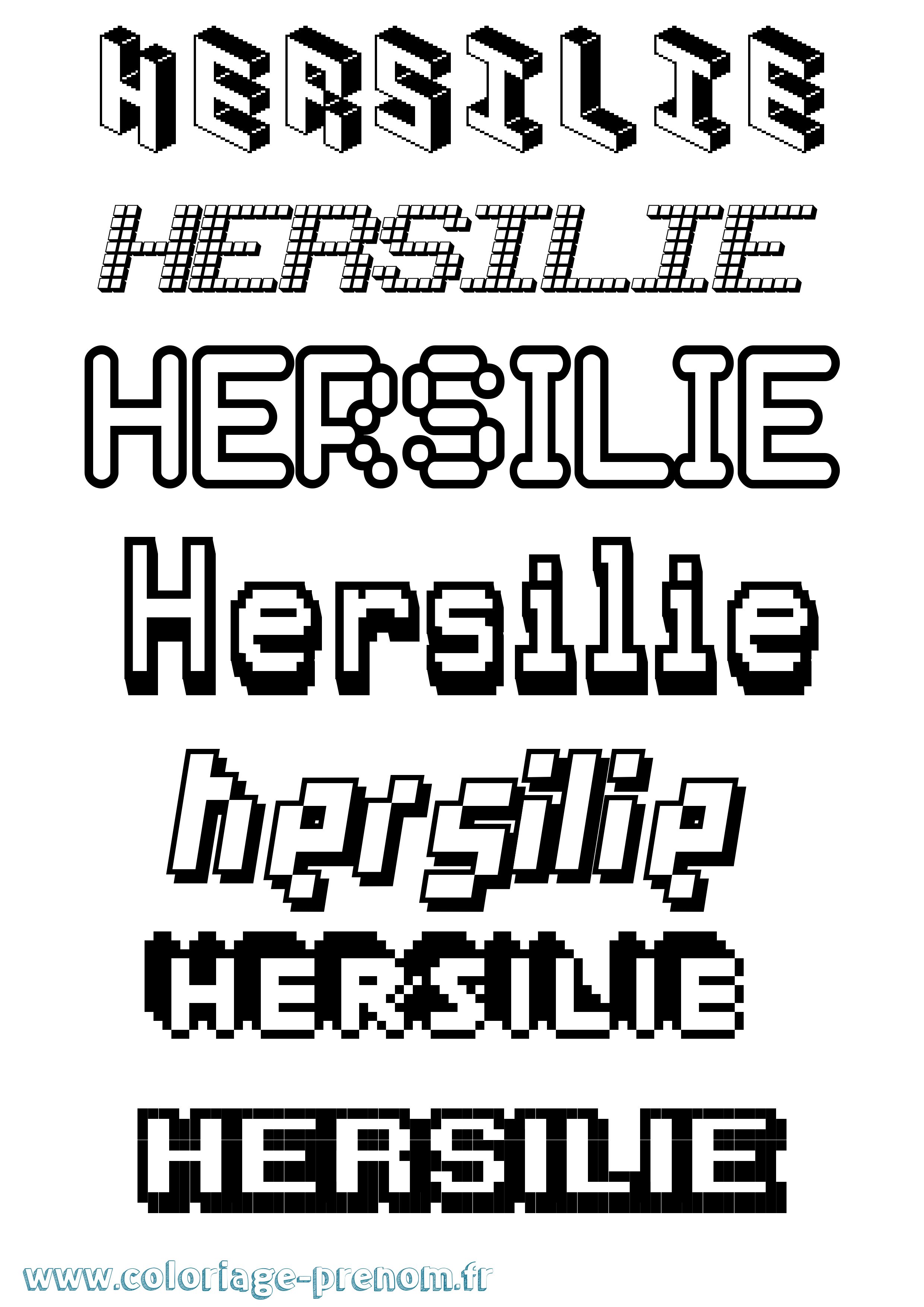 Coloriage Hersilie Pixel Coloriage prénom Hersilie Pixel