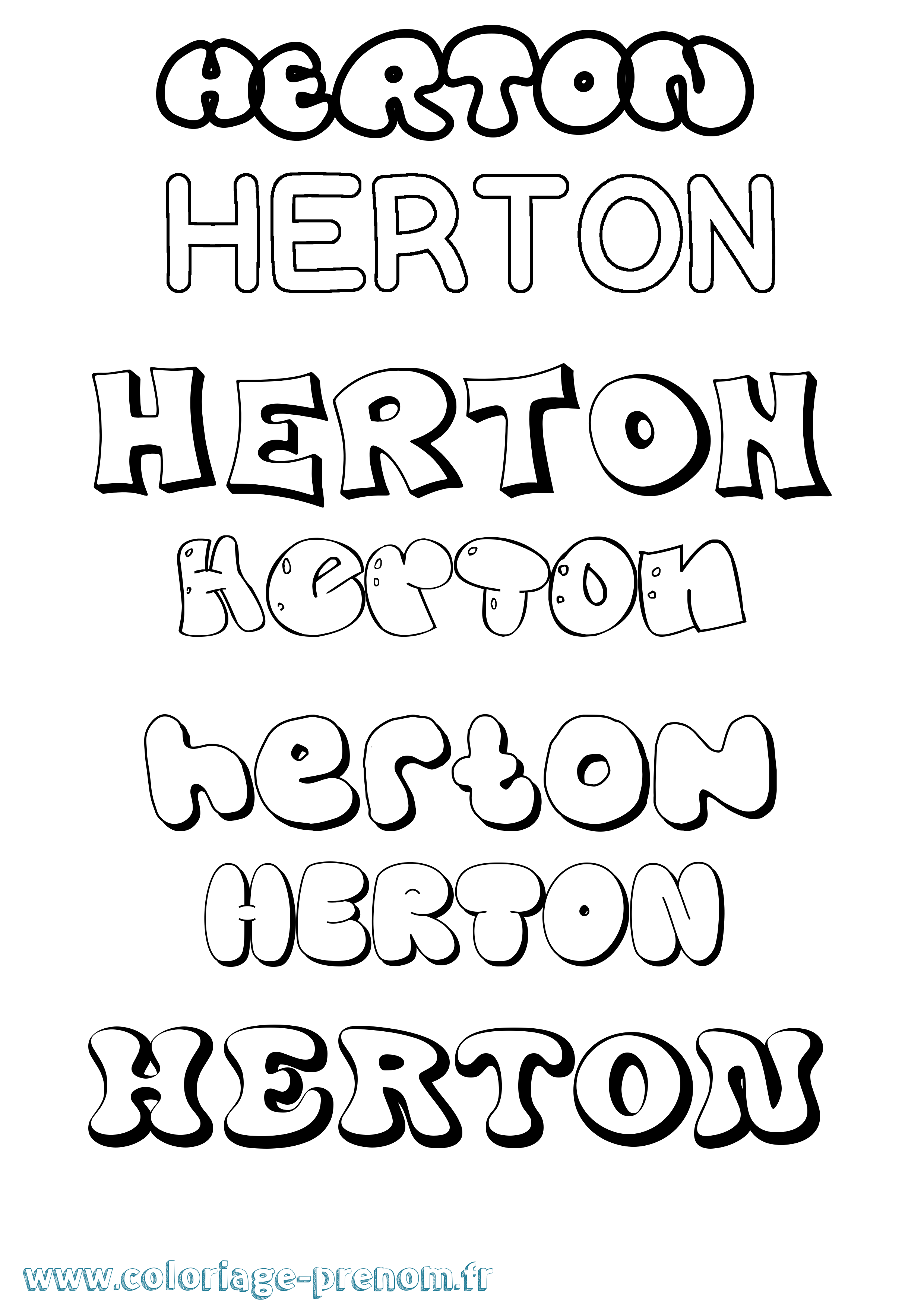 Coloriage Herton Bubble Coloriage prénom Herton Bubble
