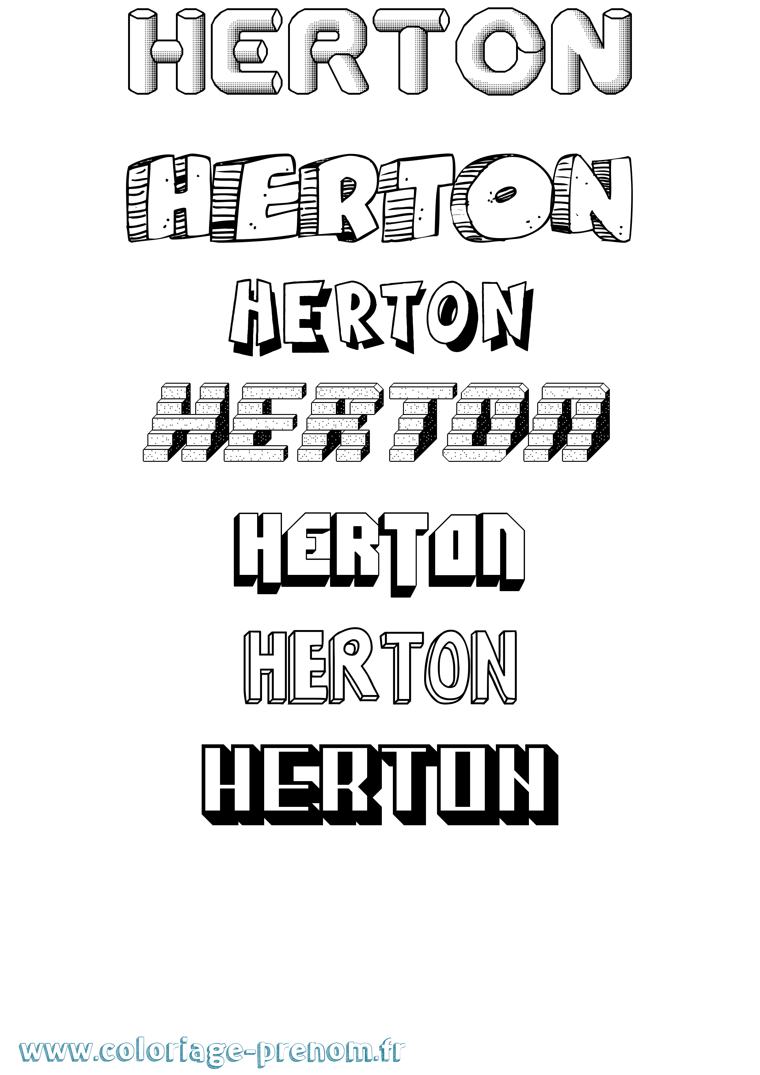 Coloriage Herton Effet 3D Coloriage prénom Herton Effet 3D