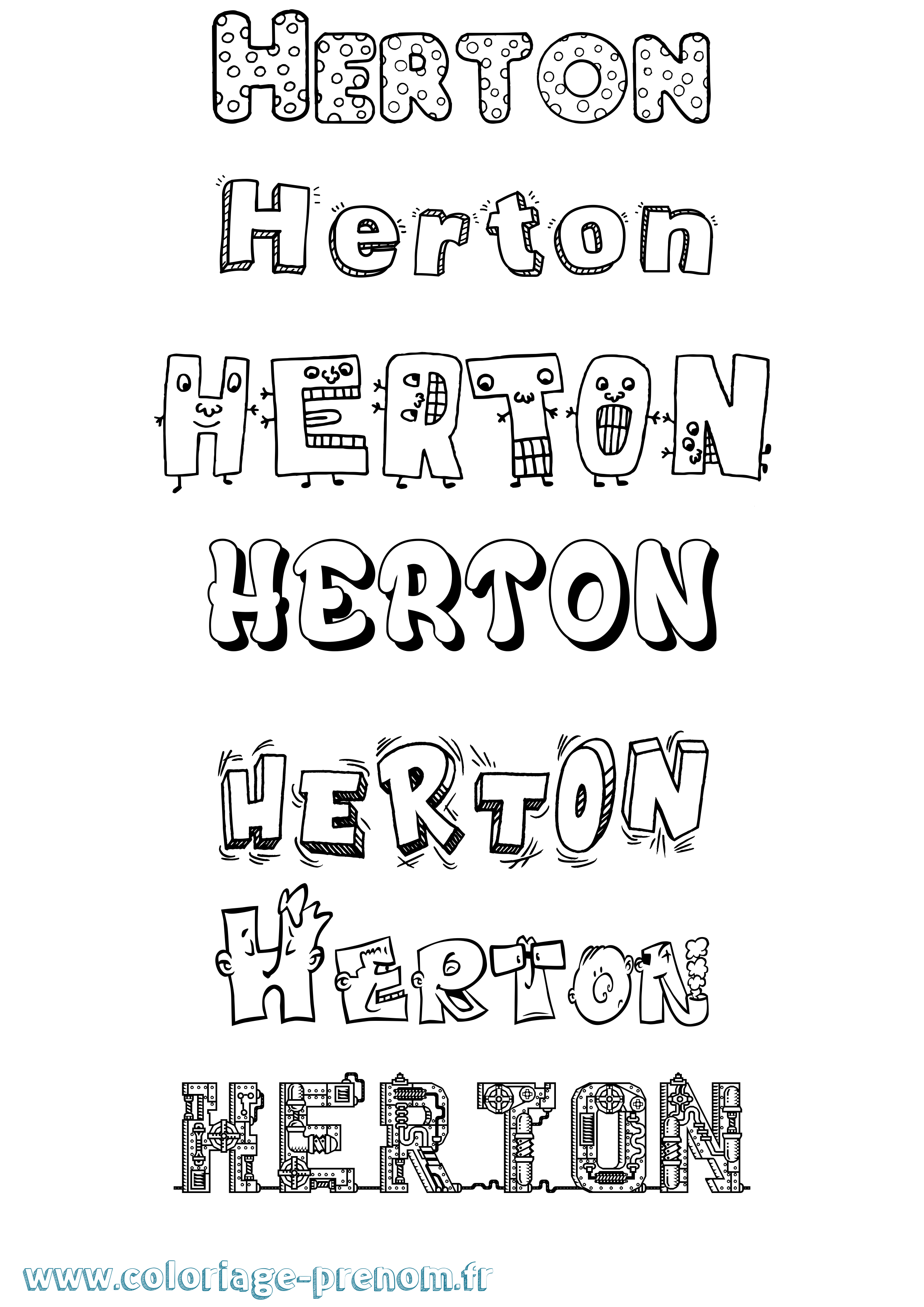 Coloriage Herton Fun Coloriage prénom Herton Fun