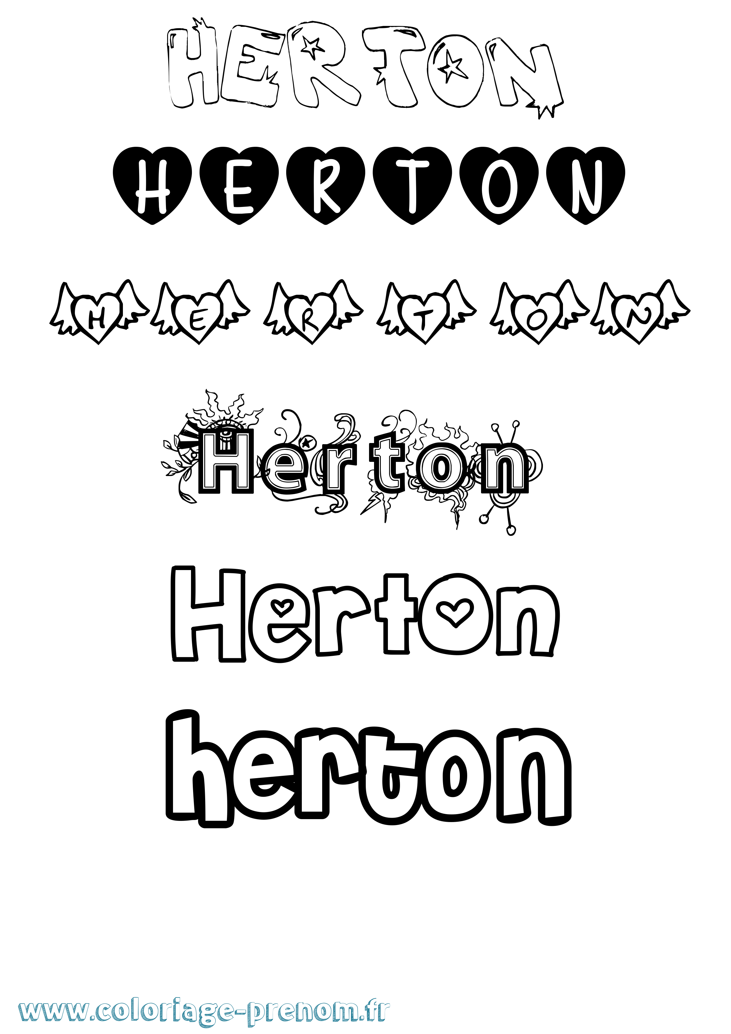Coloriage Herton Girly Coloriage prénom Herton Girly
