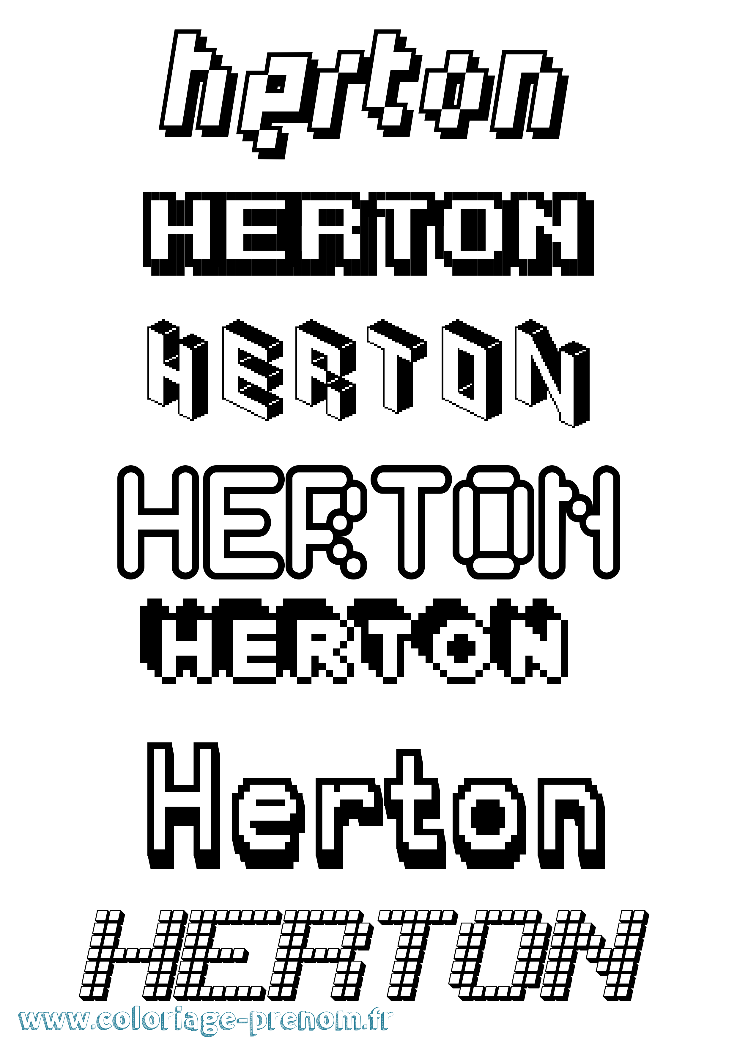Coloriage Herton Pixel Coloriage prénom Herton Pixel