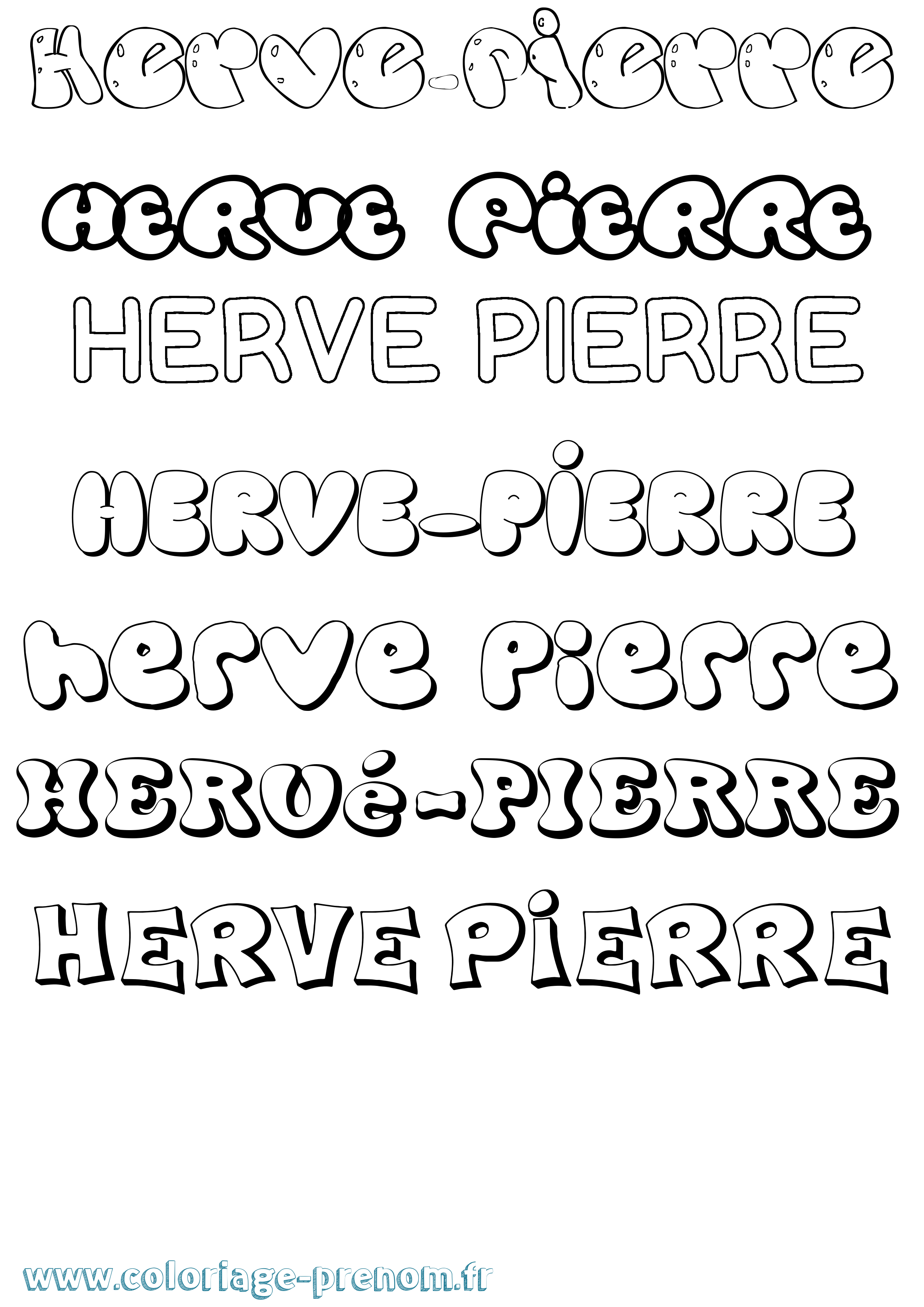 Coloriage Hervé-Pierre Bubble Coloriage prénom Hervé-Pierre Bubble