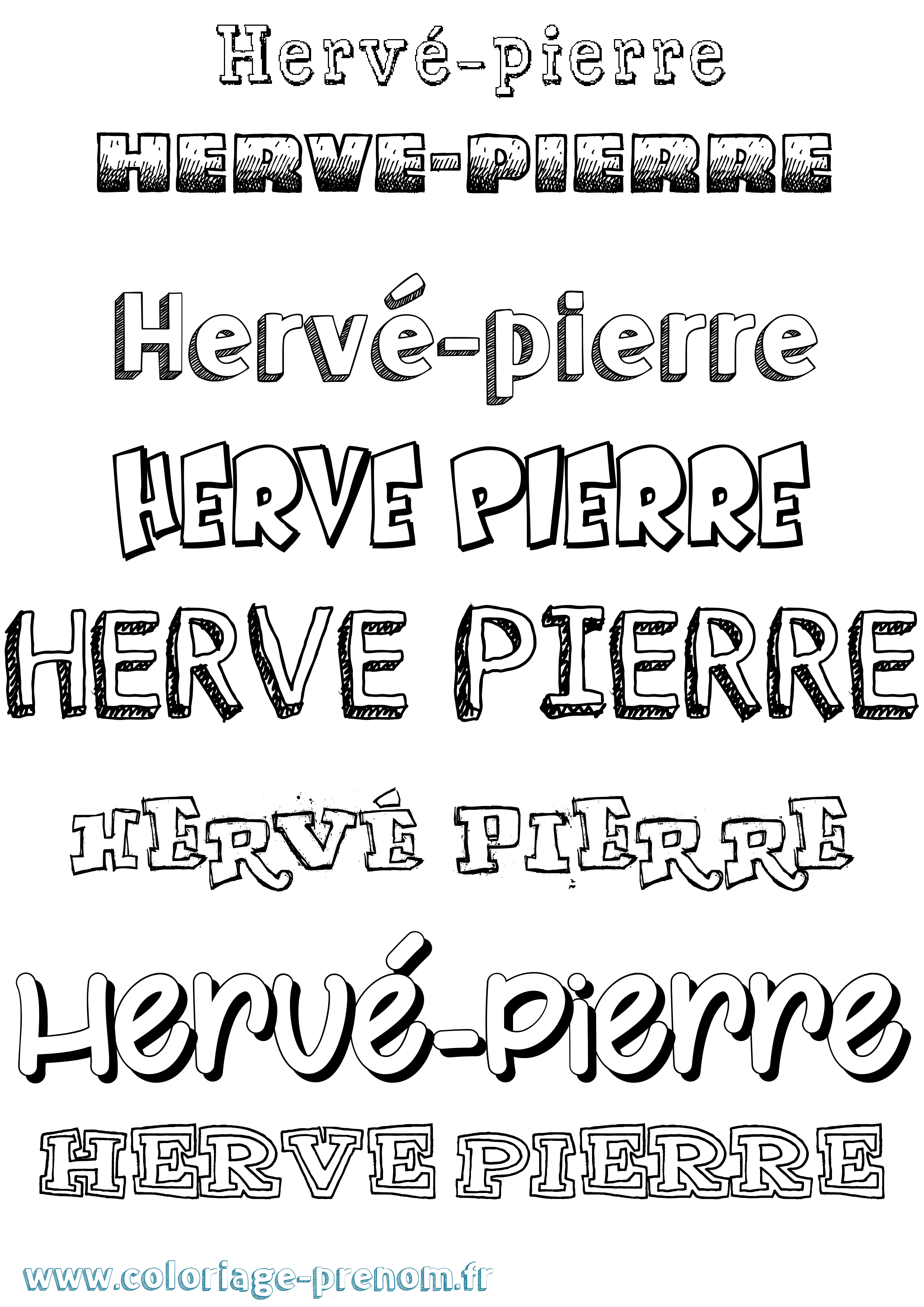 Coloriage Hervé-Pierre Dessiné Coloriage prénom Hervé-Pierre Dessiné