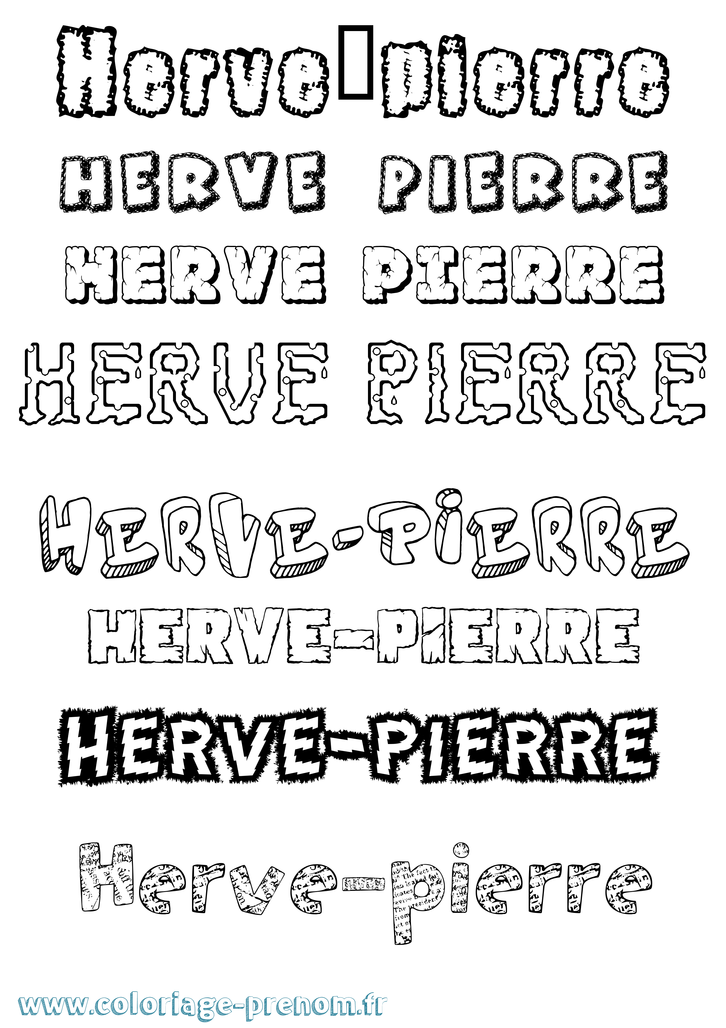 Coloriage Hervé-Pierre Destructuré Coloriage prénom Hervé-Pierre Destructuré
